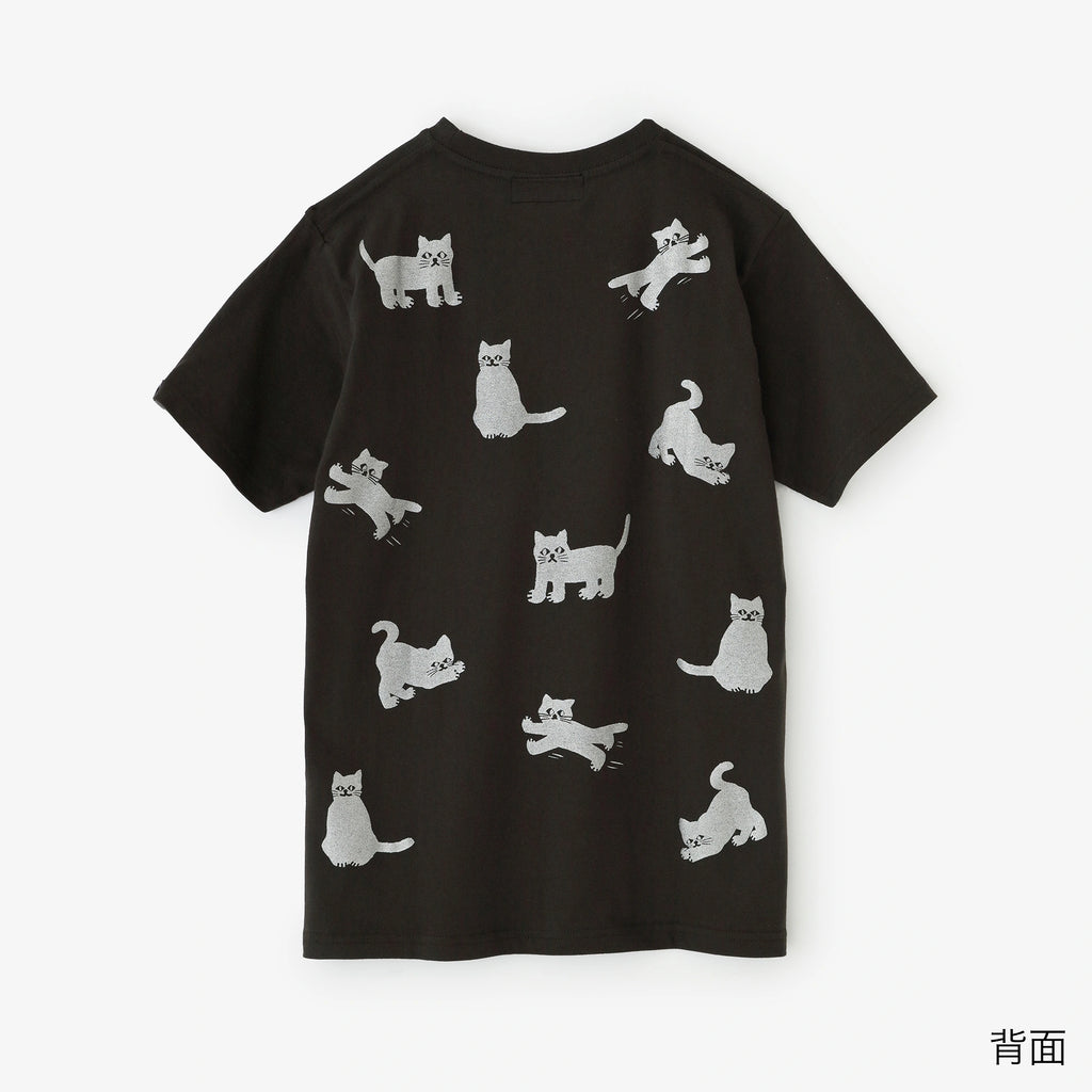 ねこ 半袖Tシャツ[5.0]／スモークブラック