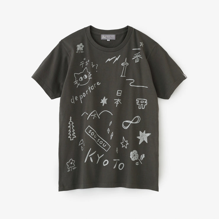 【6月30日頃発送予定】depo 乱描画（らんびょうが） 半袖Tシャツ[5.0]／チャコール