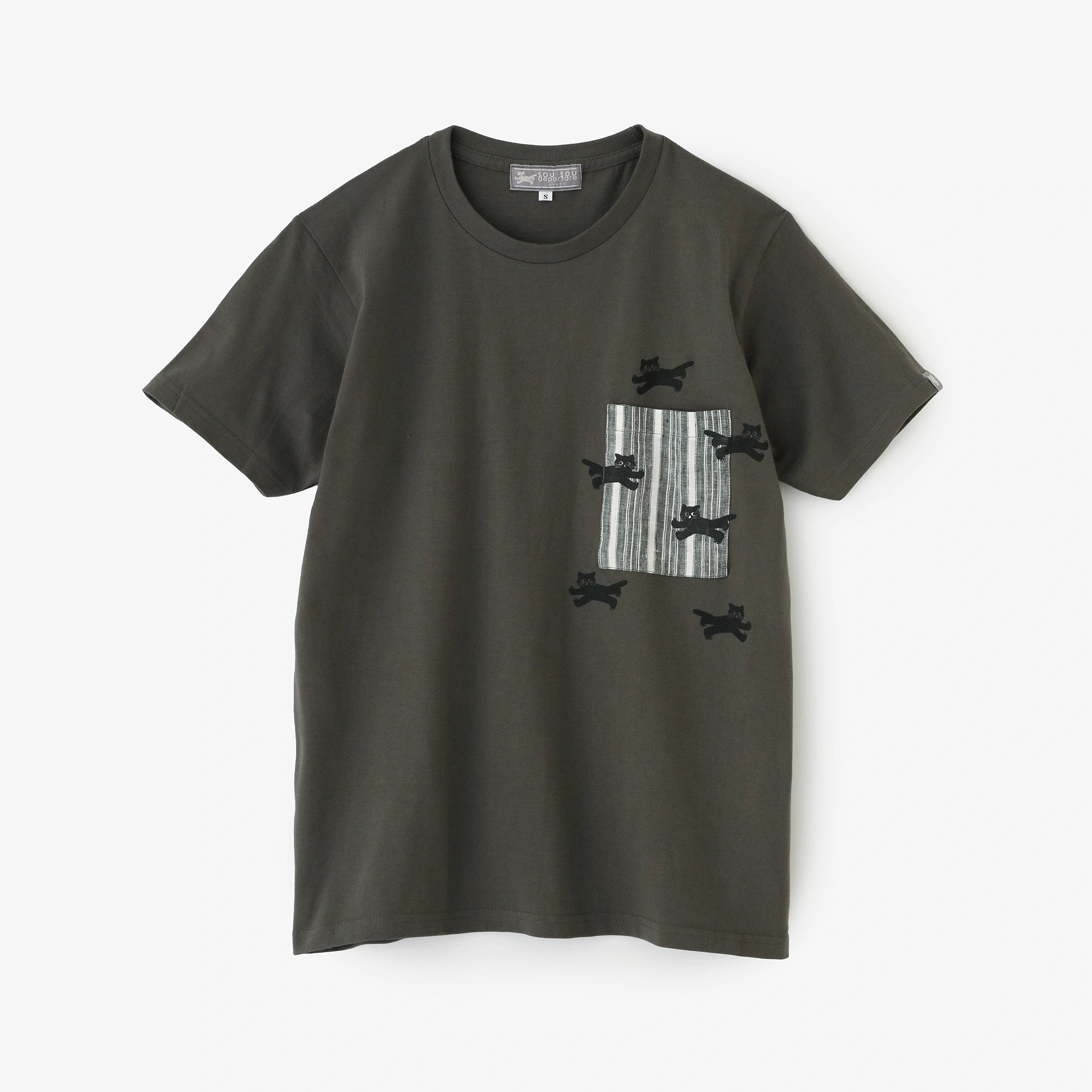 【Ships ard. 6/30】Short Sleeve Pocket T-shirt[5.0]／Charcoal×Cat Sprint