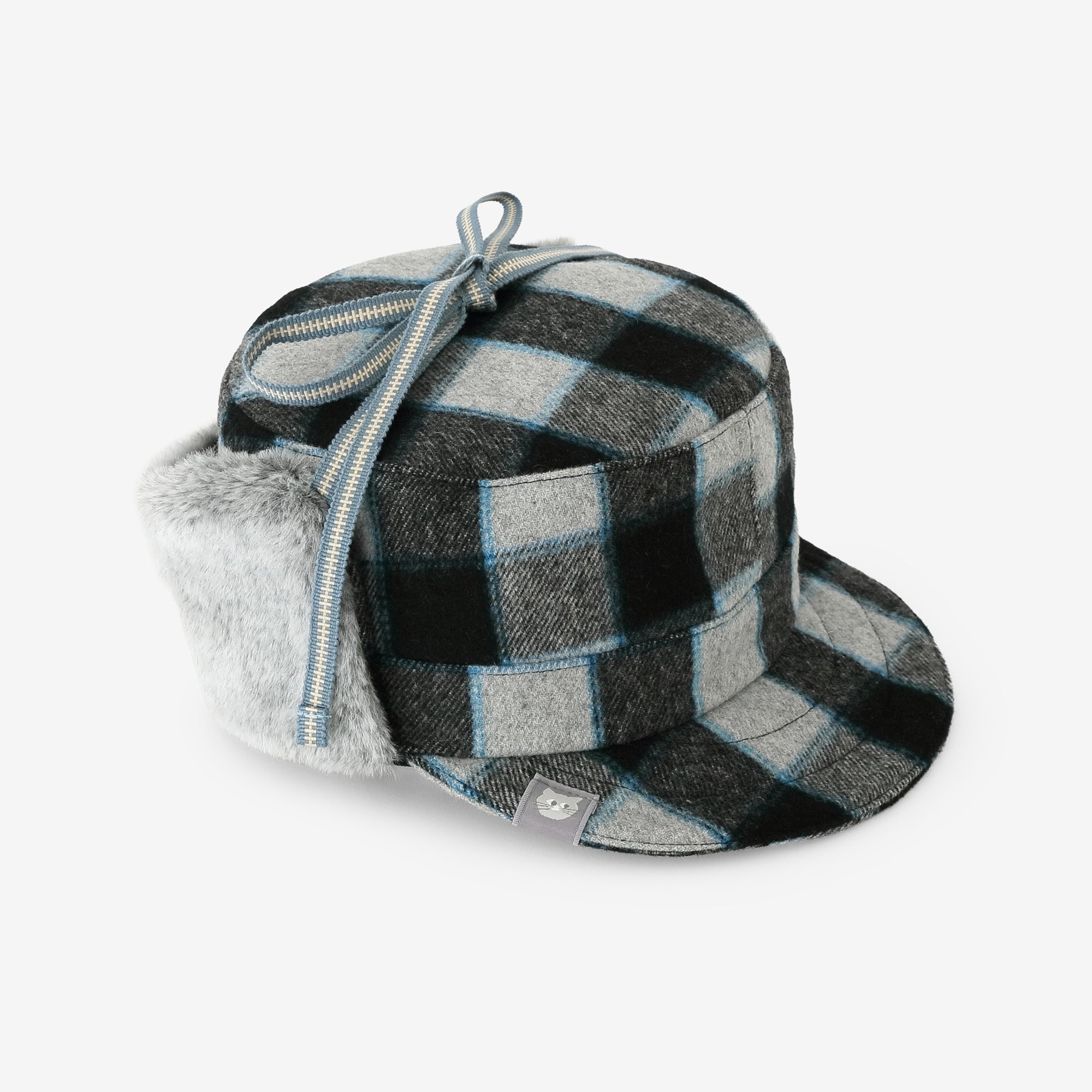 Wool Check Boa BIKE CAP／Blue Black×SO-SU-U