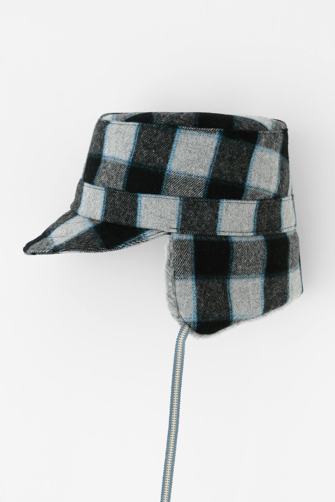 Wool Check Boa BIKE CAP／Blue Black×SO-SU-U