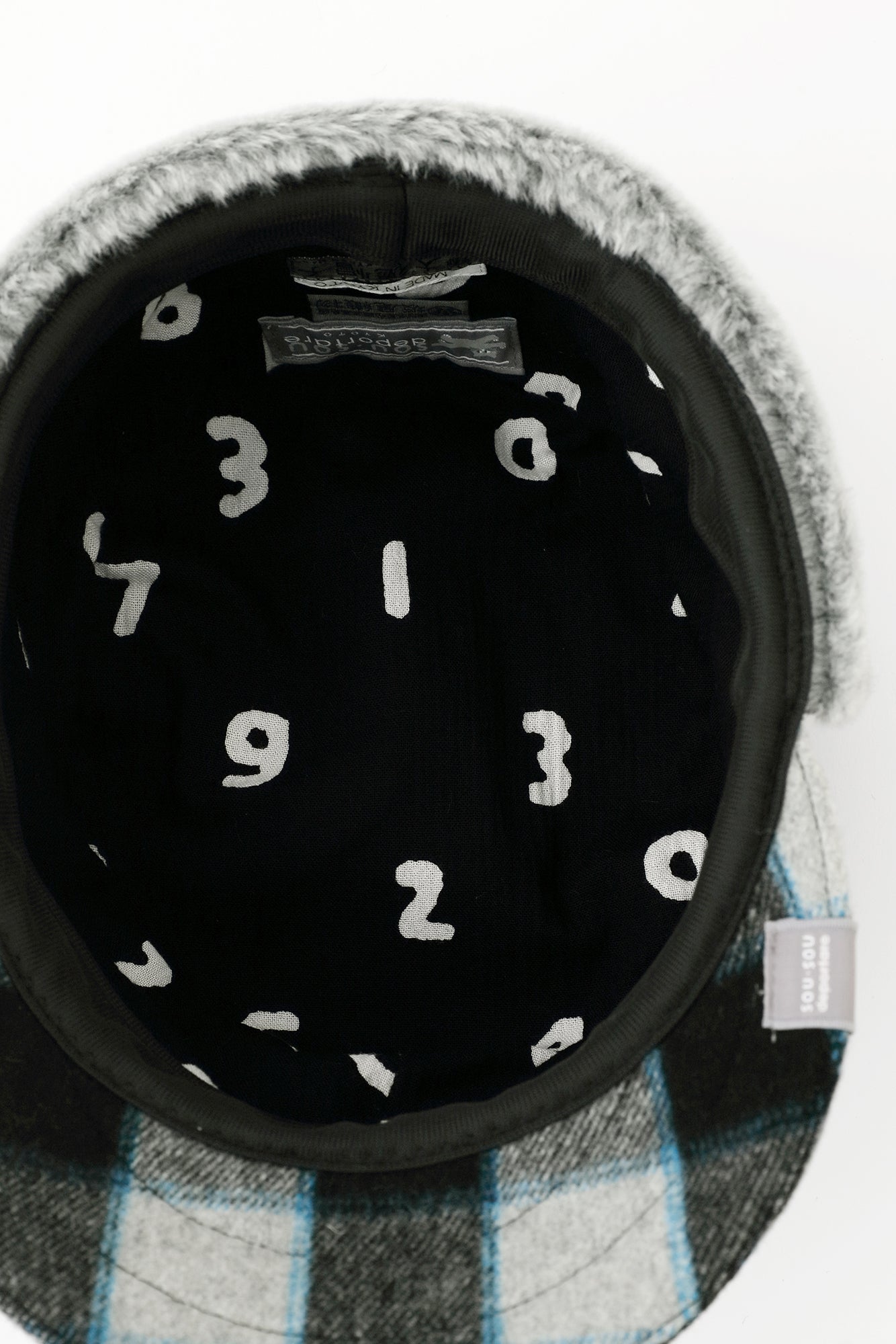 Wool Check Boa BIKE CAP／Blue Black×SO-SU-U