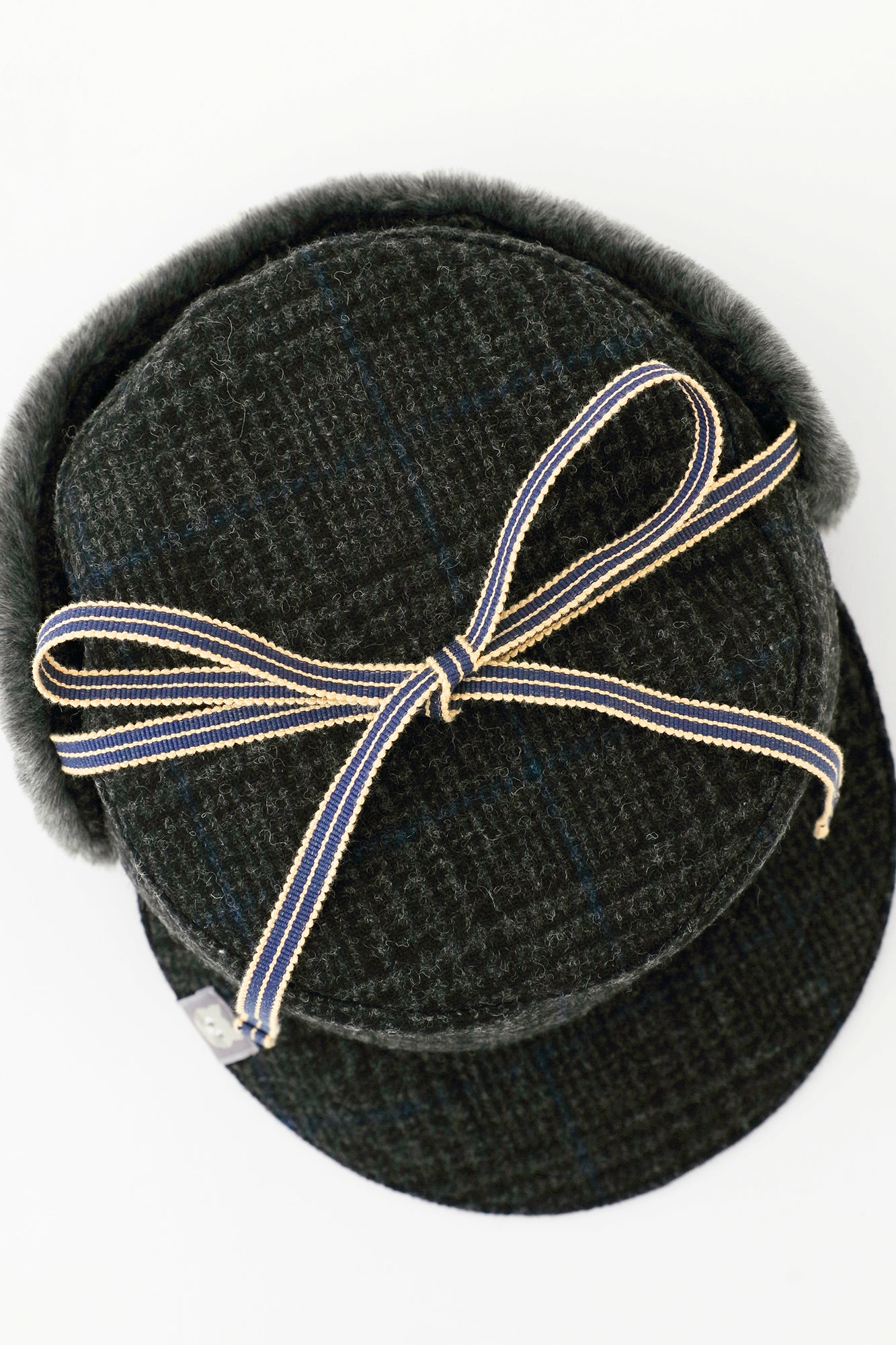 Bishu Tweed Boa BIKE CAP／Glen Check×SO-SU-U