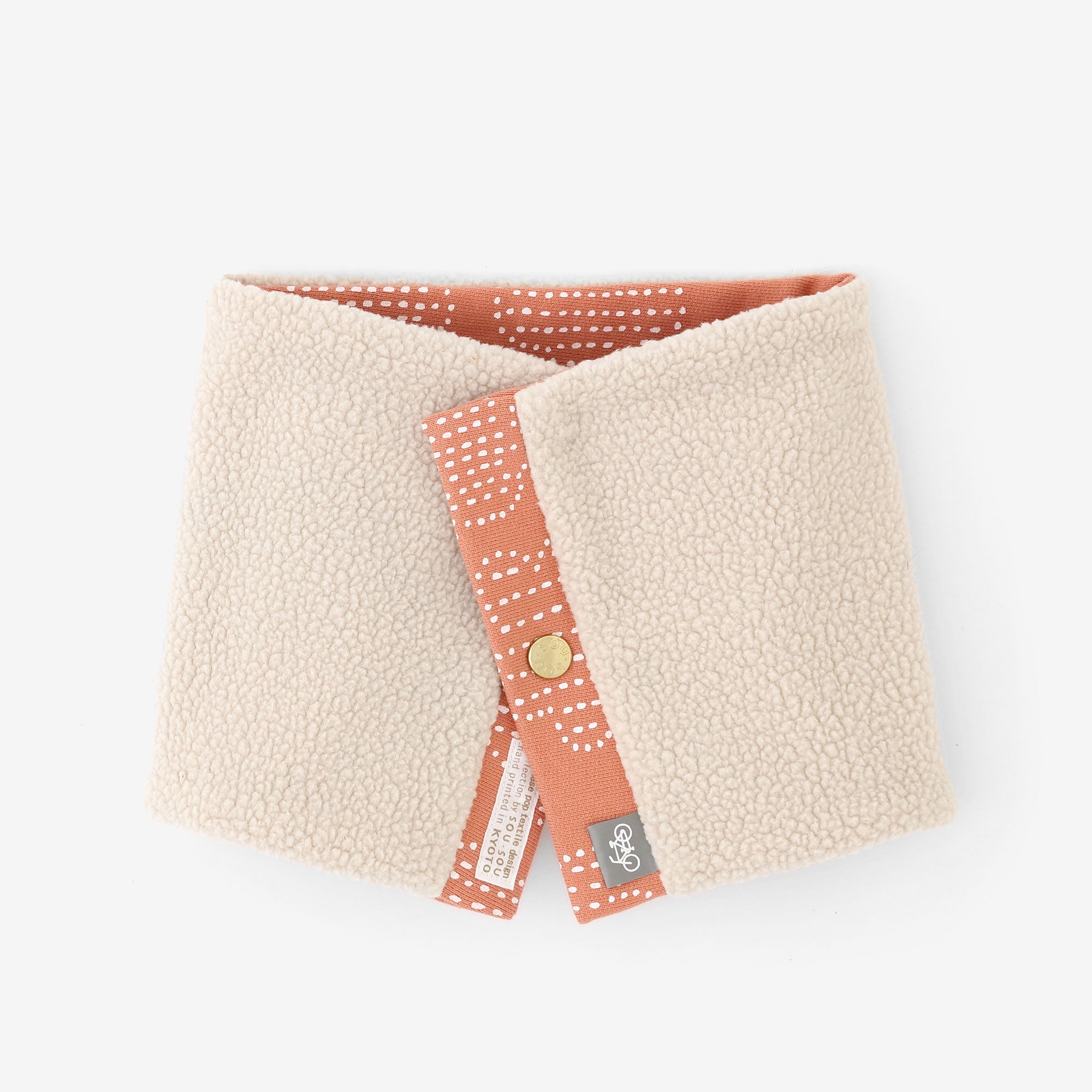 雙面用 BIKE短圍巾／青花 鮭魚粉