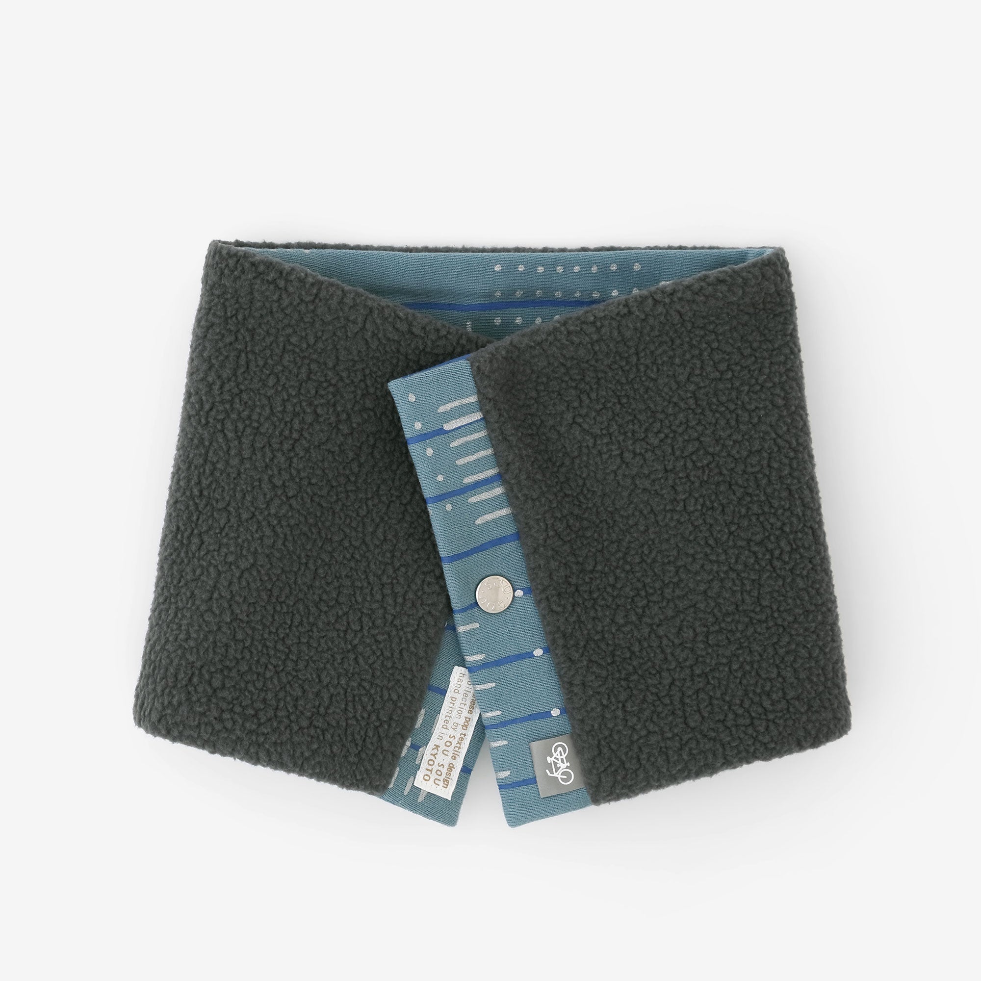 Reversible BIKE Neck Warmer／Interstices and Stripes  Aqua Green