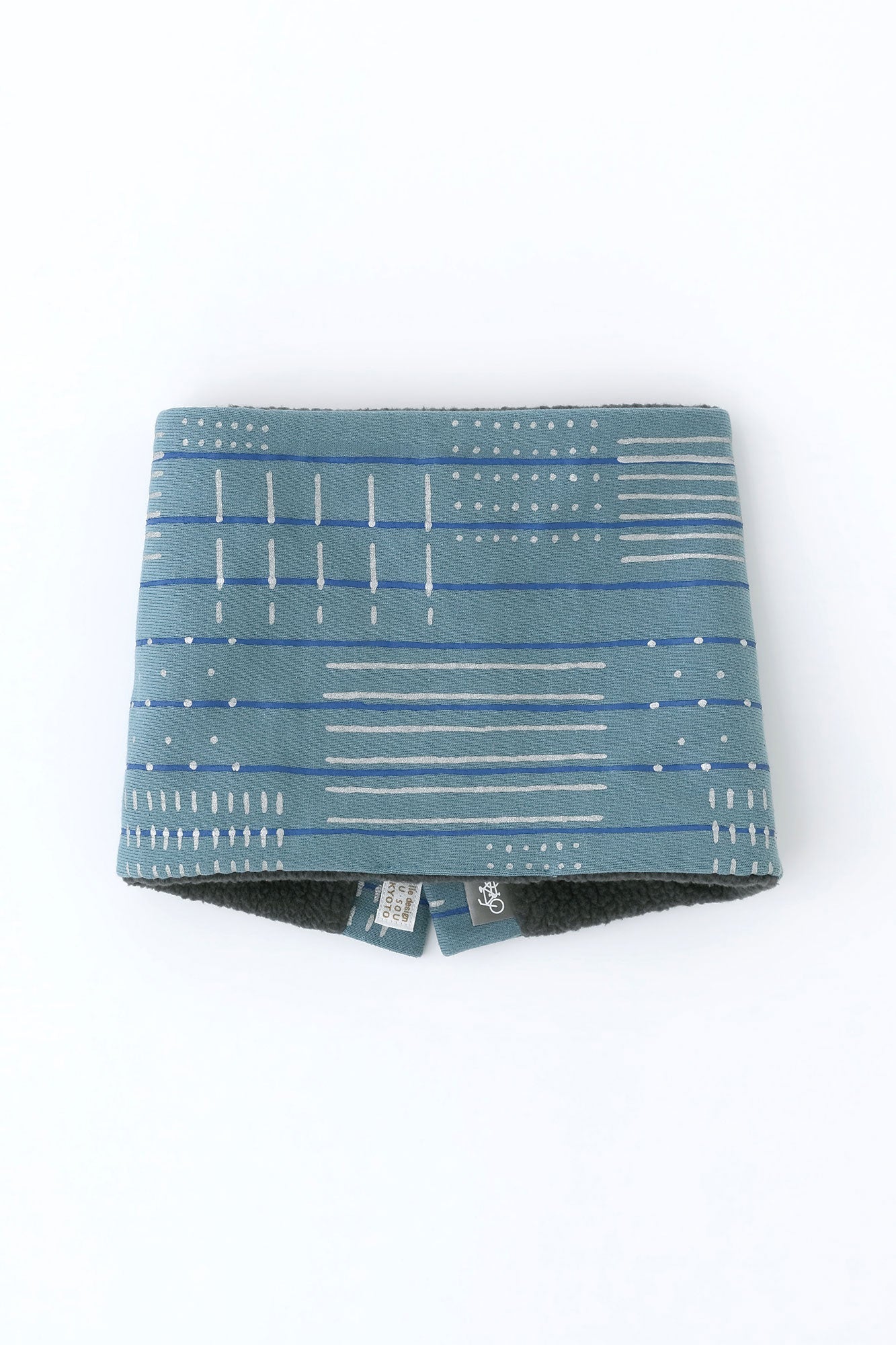 Reversible BIKE Neck Warmer／Interstices and Stripes  Aqua Green