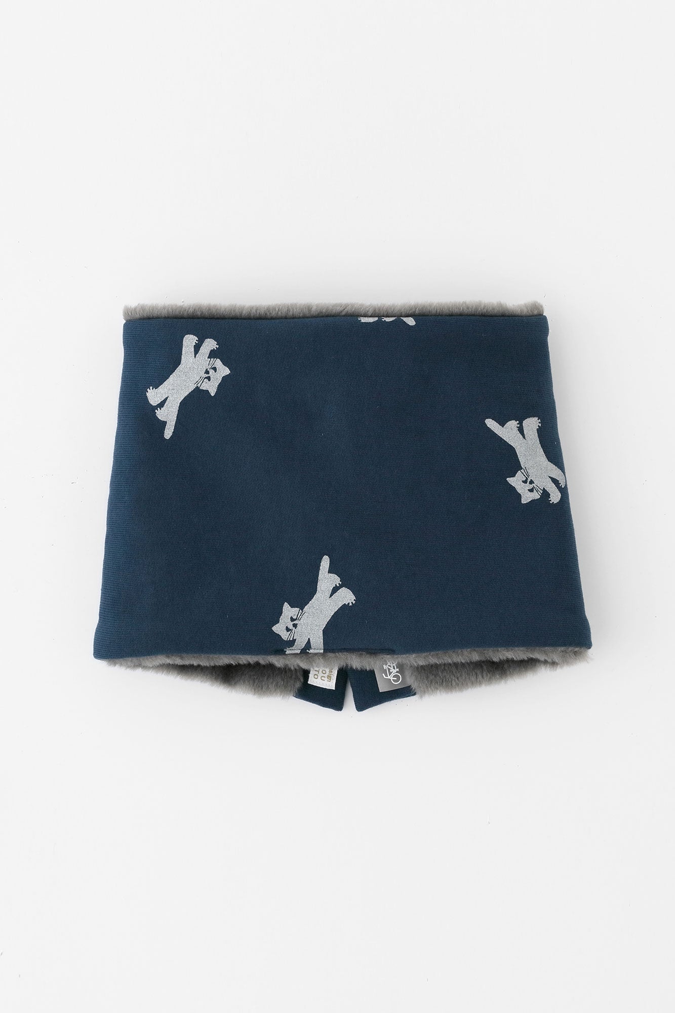 リバーシブル BIKEネックウォーマー／ねこ かけっこ ネイビー