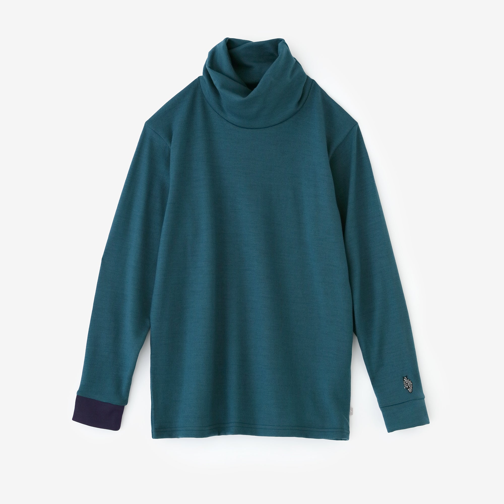 【預購】平針織 可洗羊毛 造型高領L/S長版上衣／藍色（※預計於12月9日左右發貨）