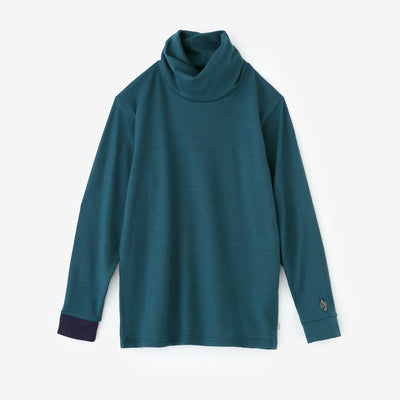 【預購】平針織 可洗羊毛 造型高領L/S長版上衣／藍色（※預計於12月9日左右發貨）