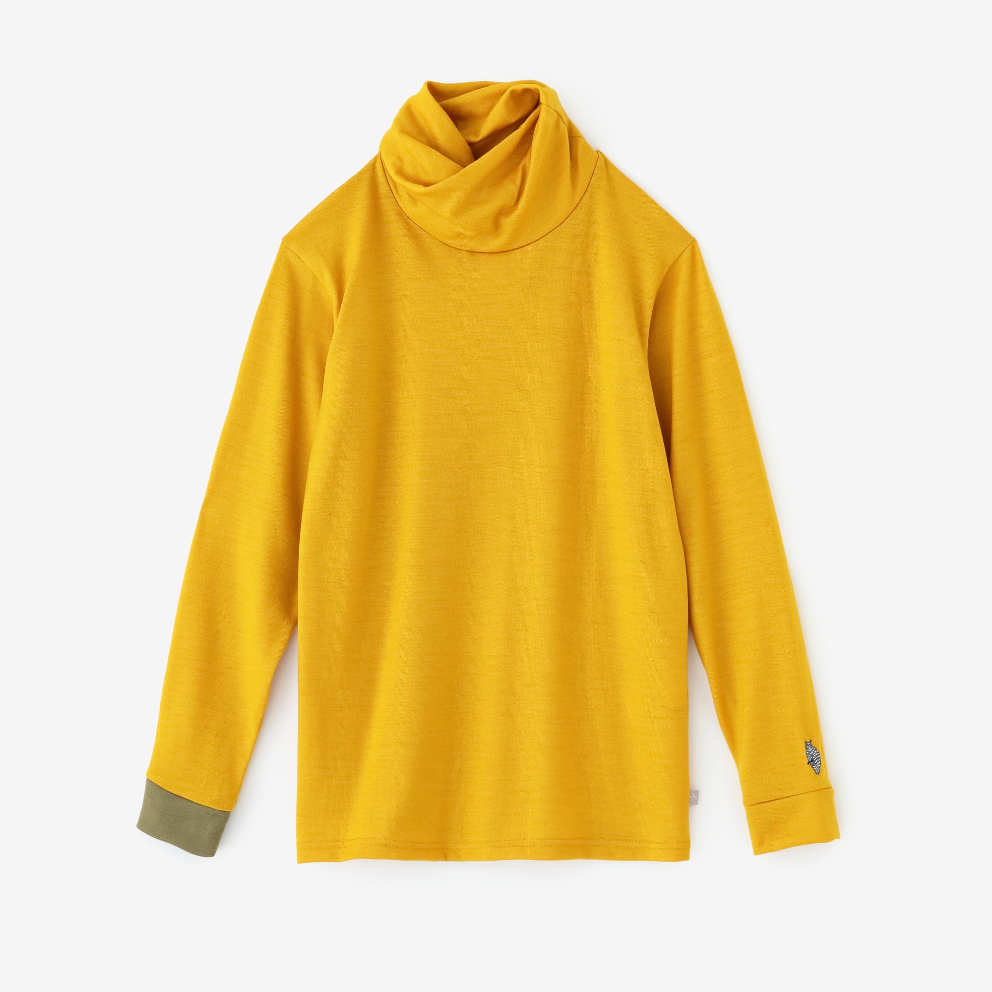 【預購】平針織 可洗羊毛 造型高領L/S長版上衣／黄色（※預計於12月9日左右發貨）