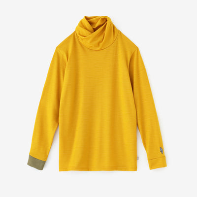 【預購】平針織 可洗羊毛 造型高領L/S長版上衣／黄色（※預計於12月9日左右發貨）