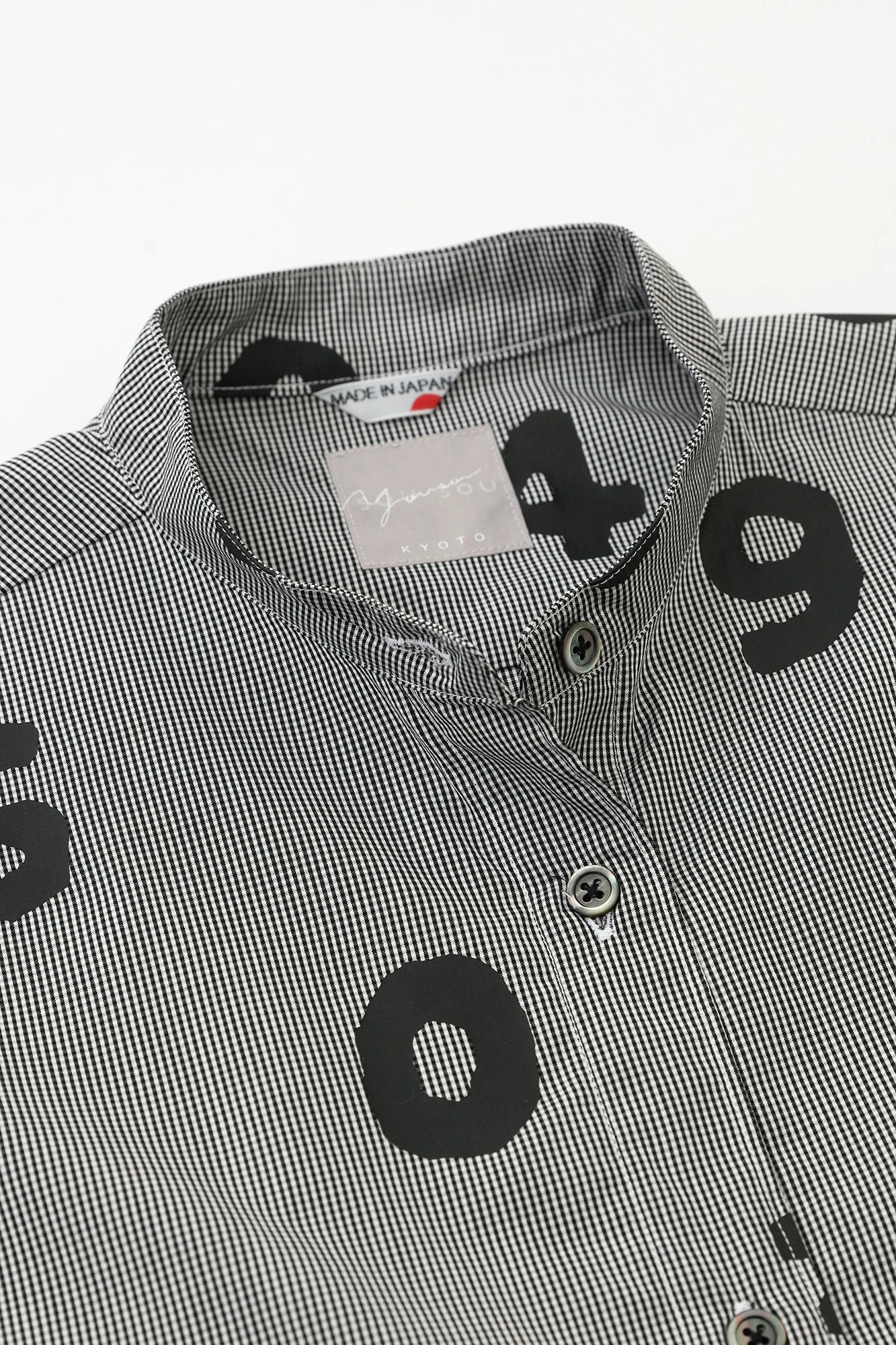 【Ships around 3/17】Long Staple Cotton Stand Collar Tunic Shirt R.H / SO-SU-U Black Pincheck