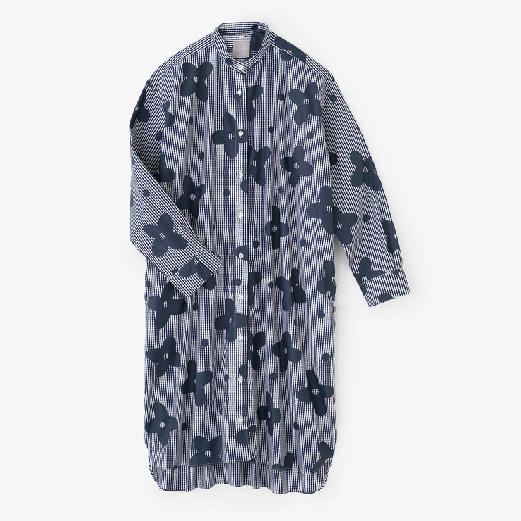 Long Staple Cotton Gran Shirt Dress R.H / Floral Breeze from Mountain Navy Check