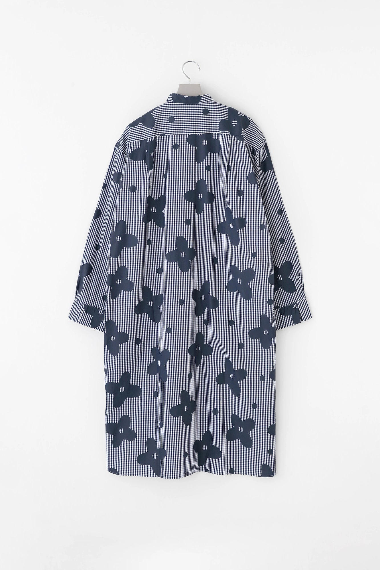 [Versand voraussichtlich um den 17. März] Extralanges Grand-Hemd-Kleid aus Baumwolle R.H/Yamahanakaze marineblau kariert