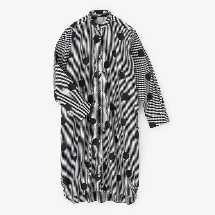 Long Staple Cotton Gran Shirt Dress R.H / Polka Dots Mara Black Check