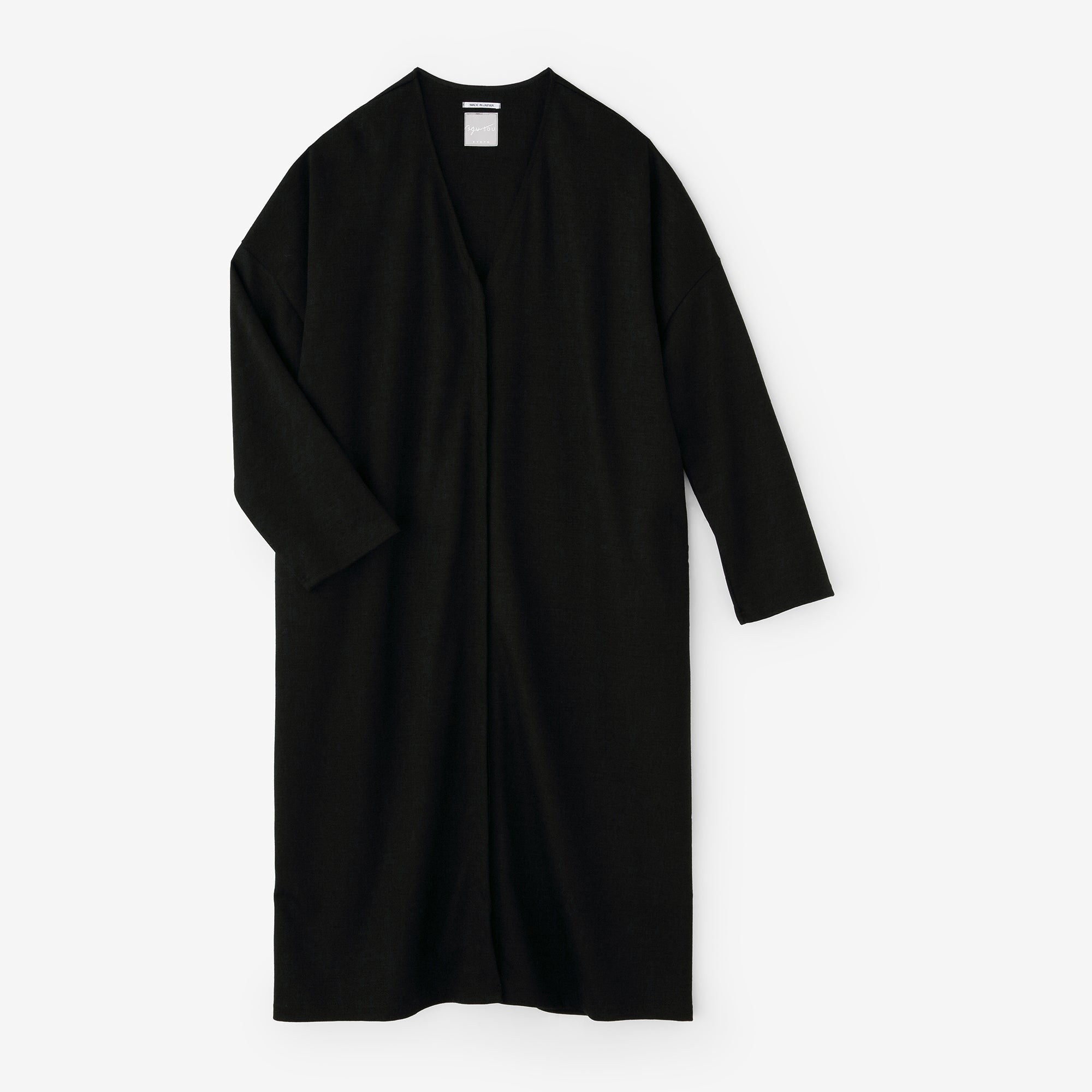 【預購】羅紋針織布羊毛 V領輕型外套／黑色（※預計於12月9日左右發貨）