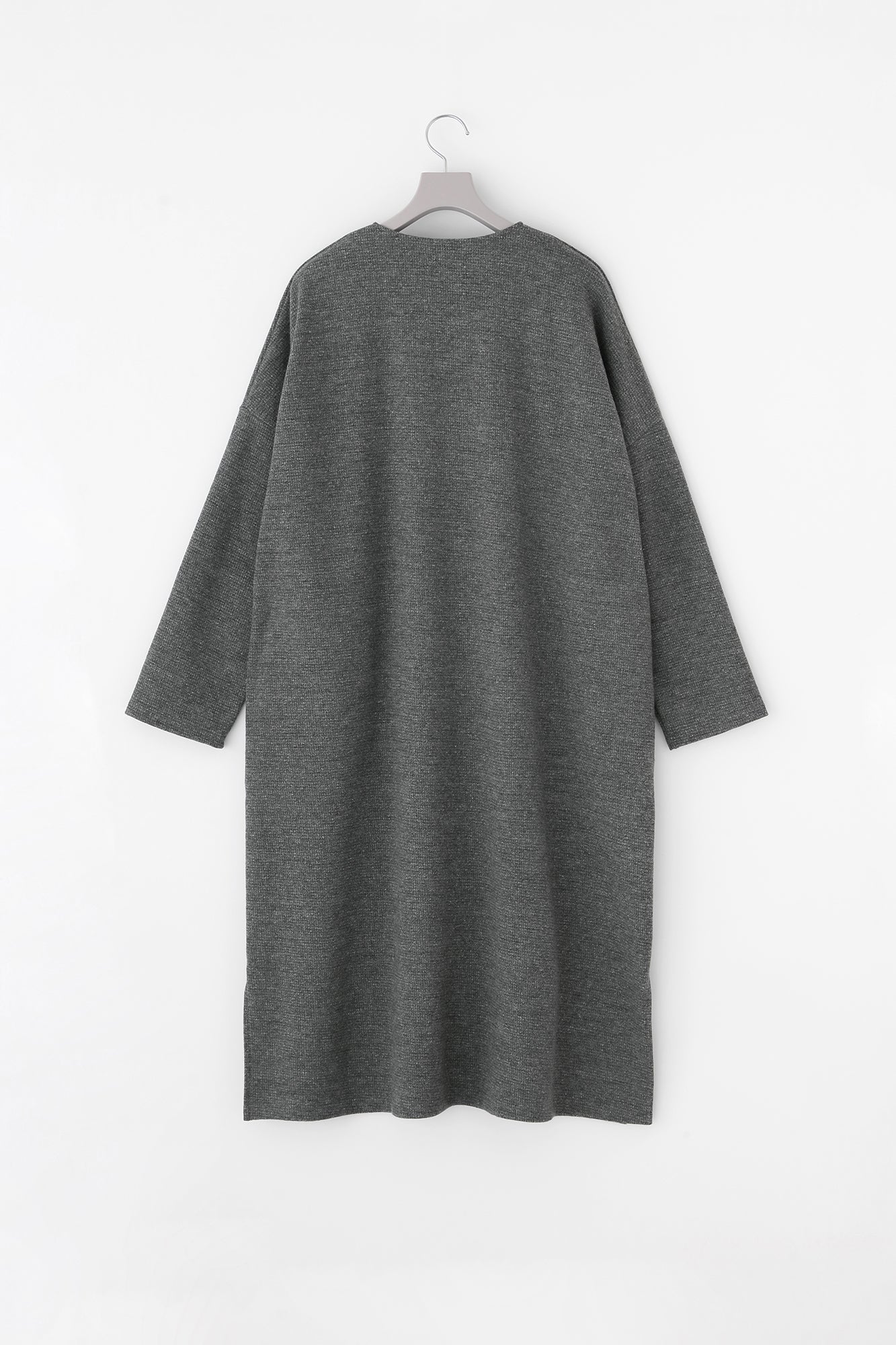 C/W Houndstooth Check V-neck Light Coat／Grey