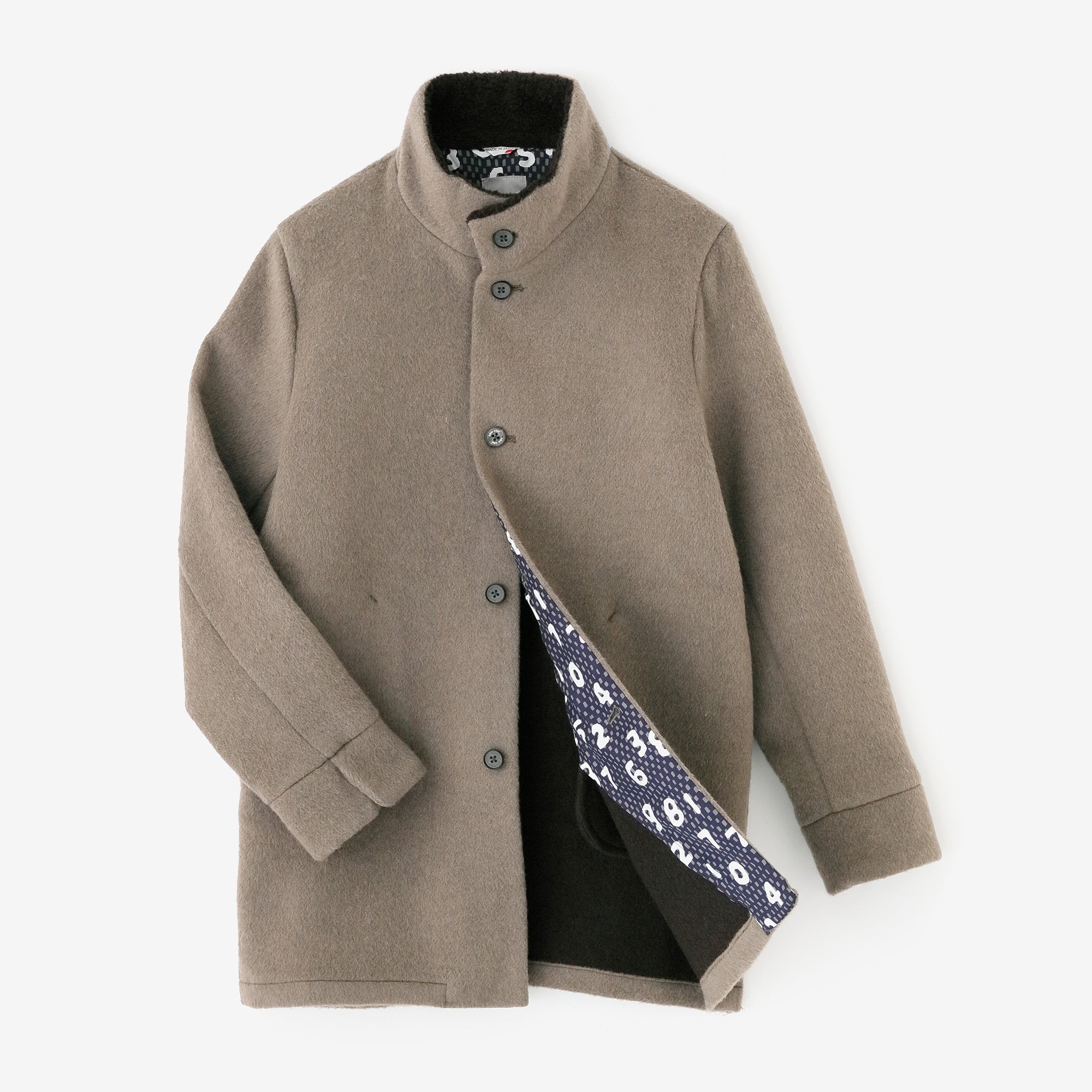 【預購】A.S 雙面羊毛 立領短外套／灰棕色×網代紋和SO-SU-U十數 昆（※預計於12月9日左右發貨）