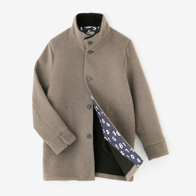 【預購】A.S 雙面羊毛 立領短外套／灰棕色×網代紋和SO-SU-U十數 昆（※預計於12月9日左右發貨）