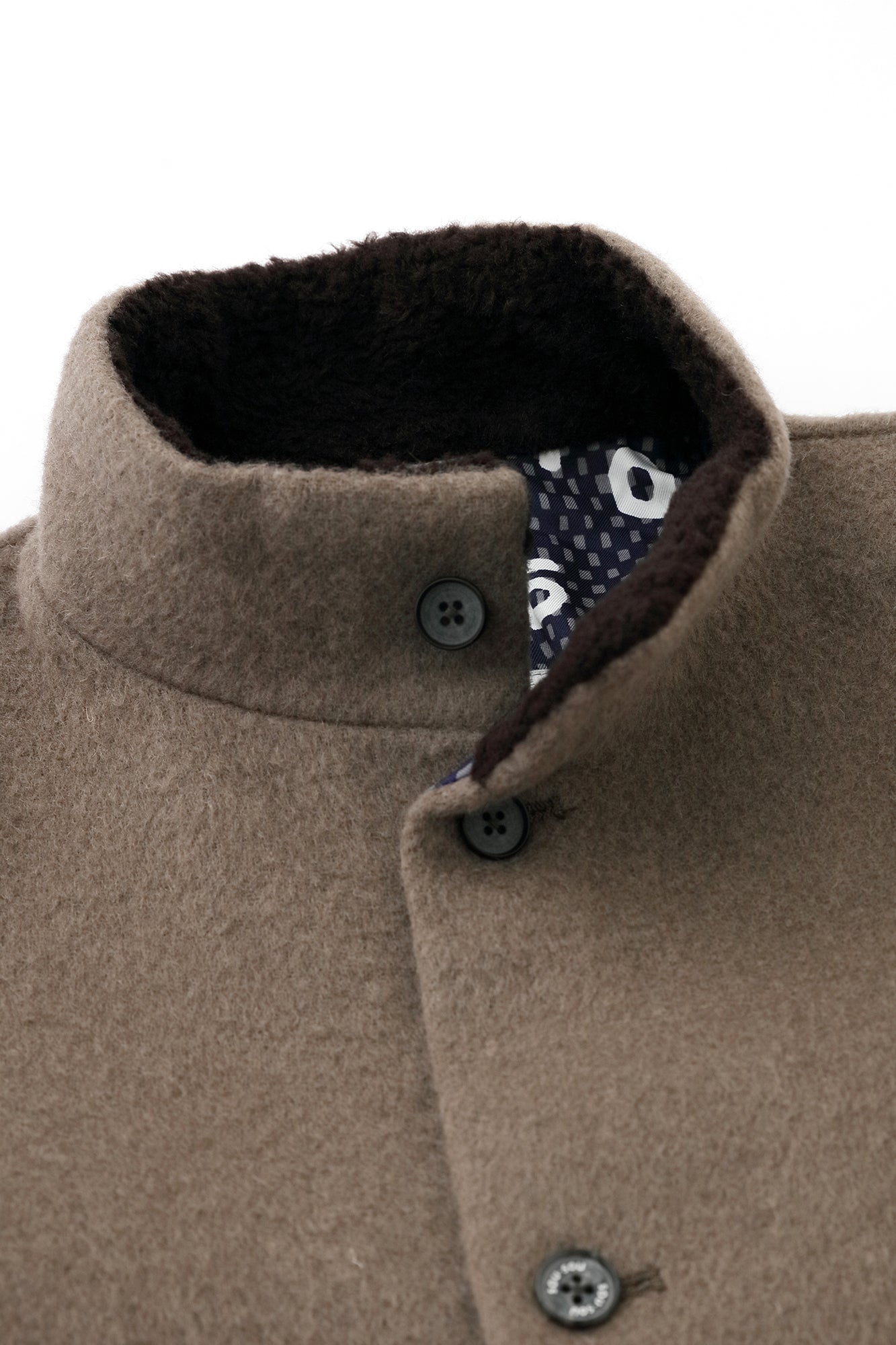 【預購】A.S 雙面羊毛 立領短外套／灰棕色×網代紋和SO-SU-U十數 昆（※預計於12月9日左右發貨）