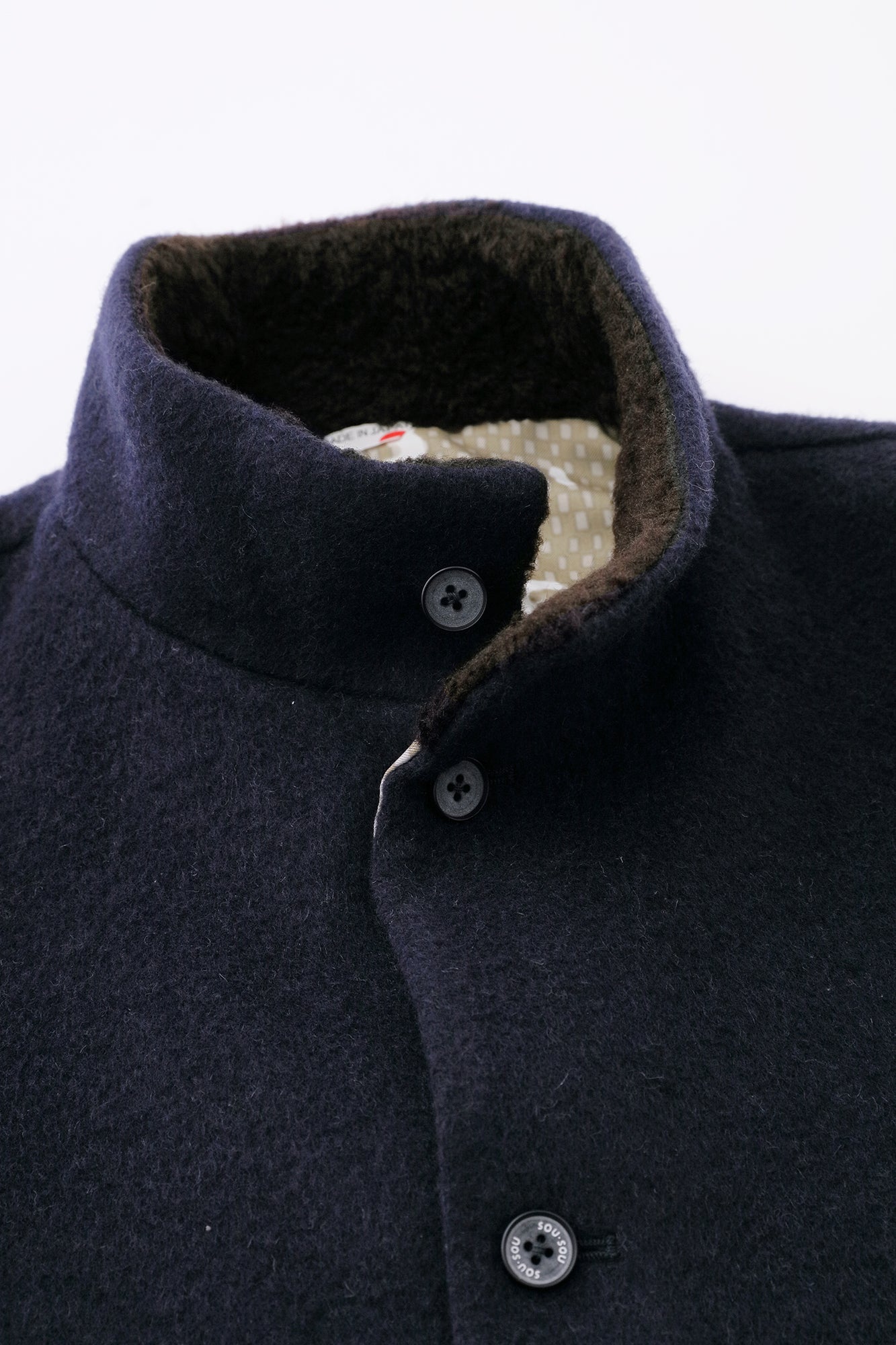 【預購】A.S 雙面羊毛 立領短外套／深藍色×網代紋和SO-SU-U十數 昆（※預計於12月9日左右發貨）