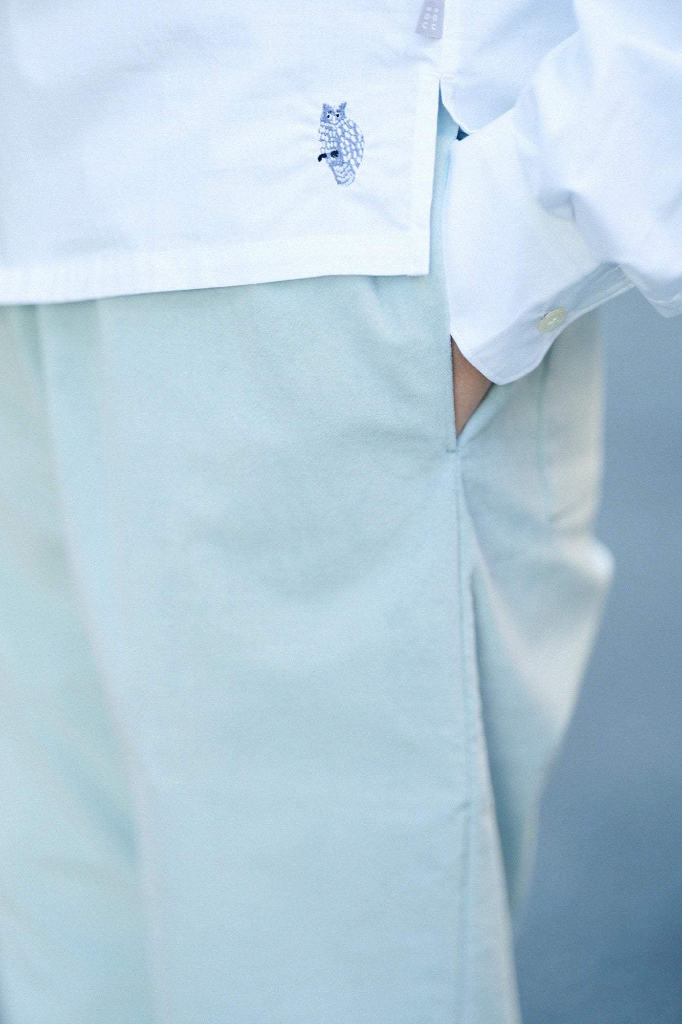 彈性燈芯絨 休閒窄管長褲／水綠色