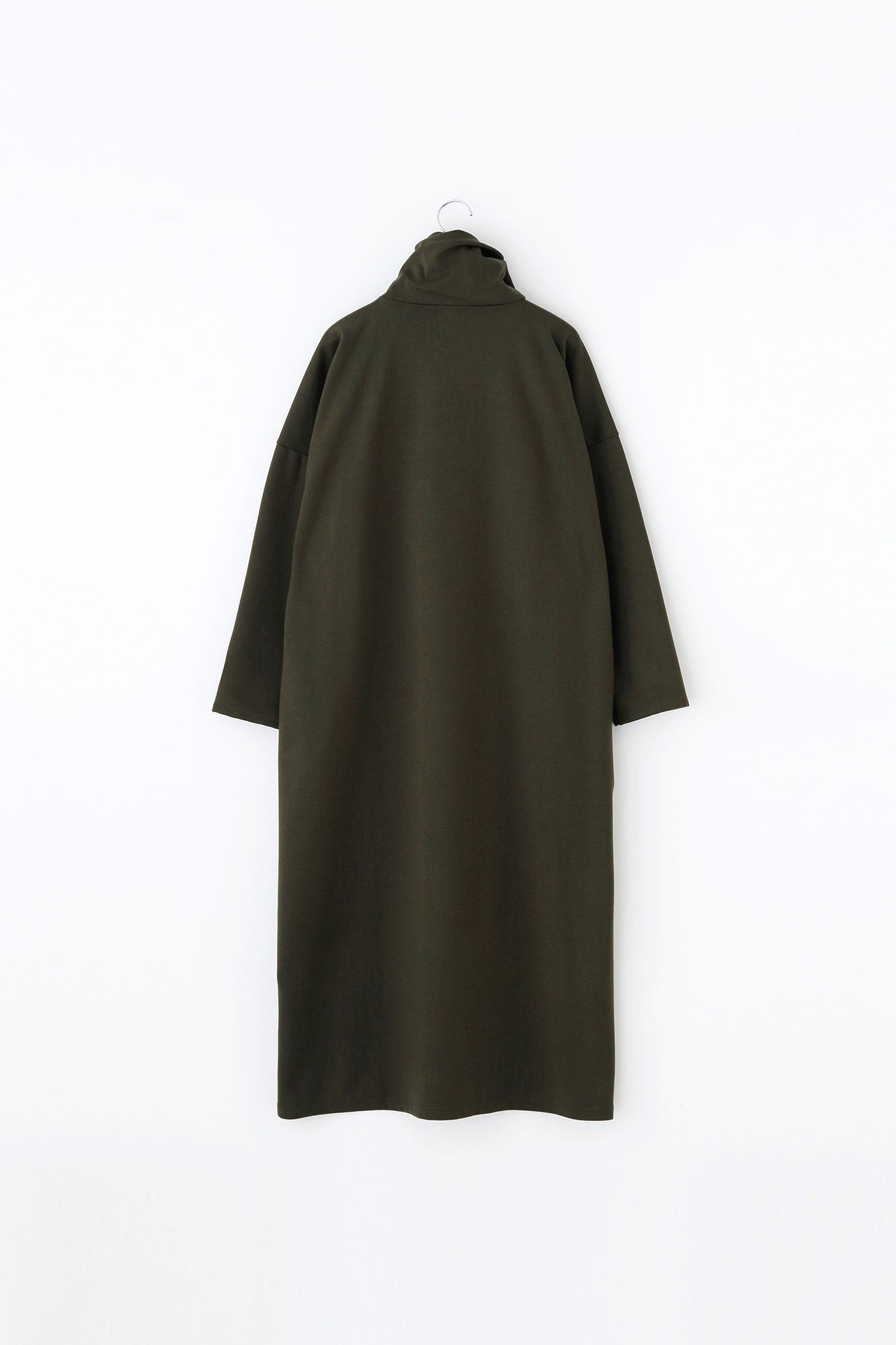 【預購】Soft Thermo(R) 羅紋針織布 高領長袖連身裙 超長版／橄欖綠（※預計於12月9日左右發貨）