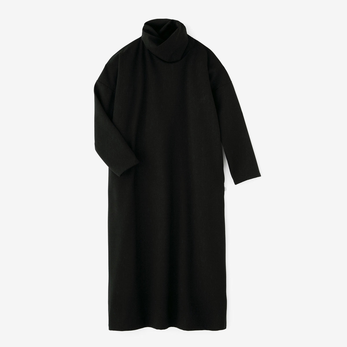 ソフトサーモ(R) ポンチローマ タートルネック L/S OP マキシ丈／ブラック