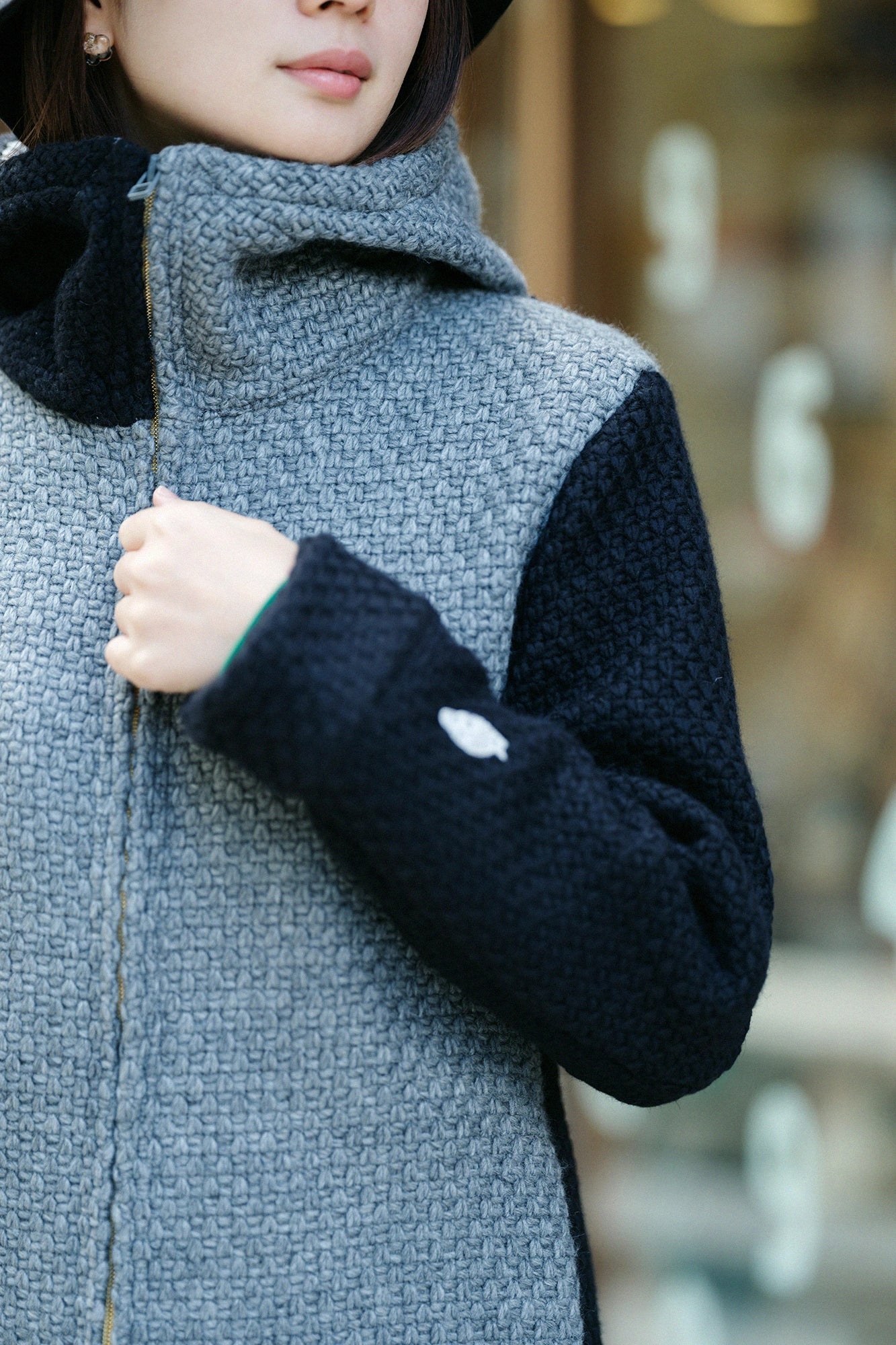 A.S 籃球網眼布 連帽外套／灰色×深藍色