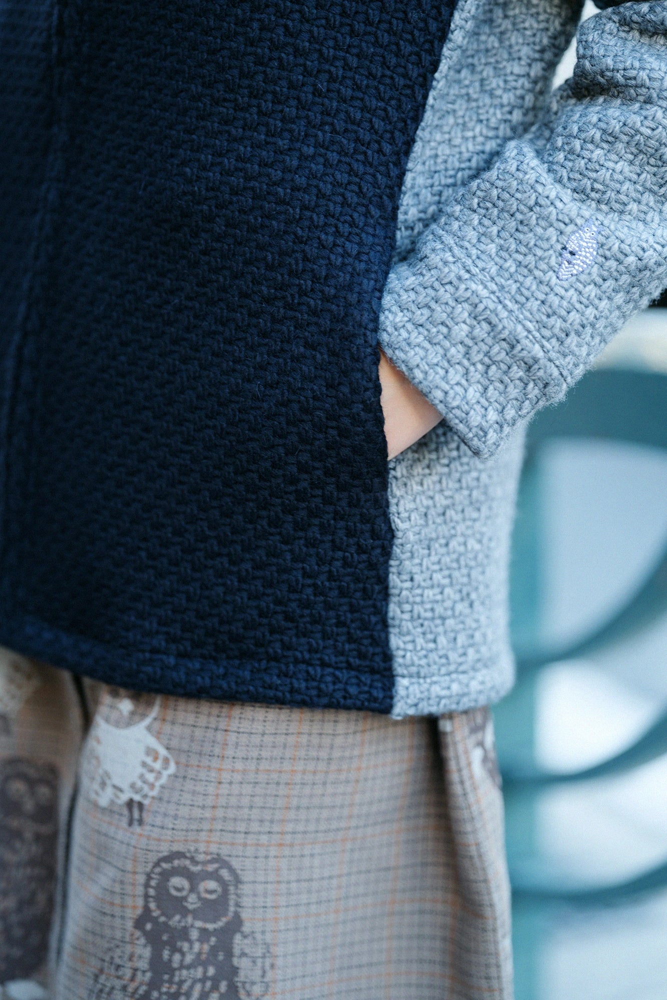 A.S 籃球網眼布 連帽外套／深藍色×灰色