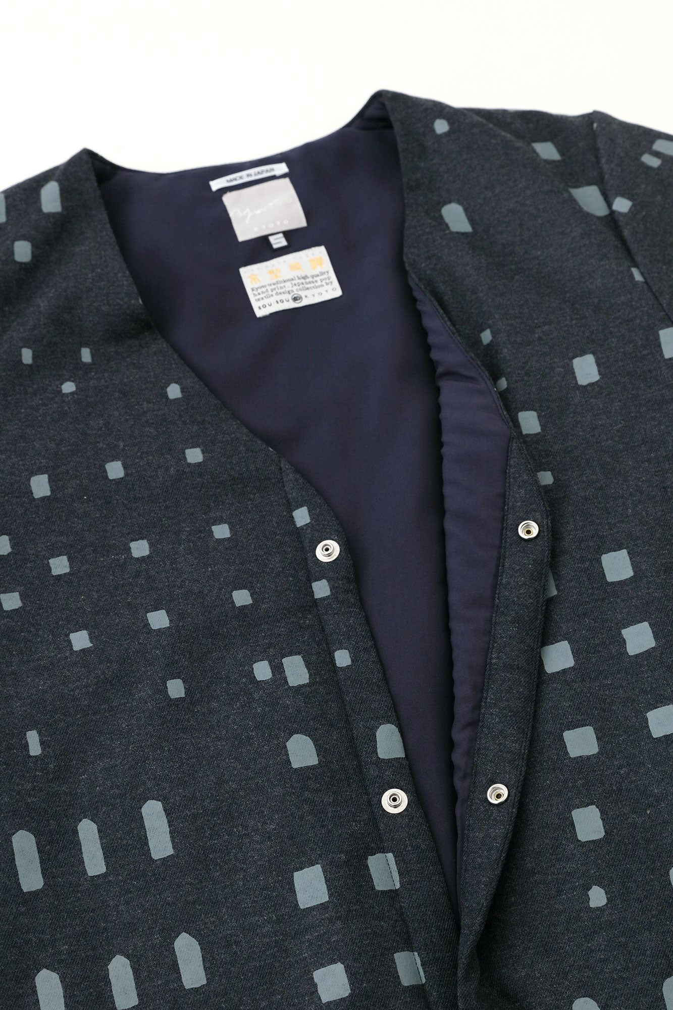 【Pre-order】Stretch Flannel Collarless Padded Coat／Windows Dark Navy（※Scheduled to be shipped around Dec 9）