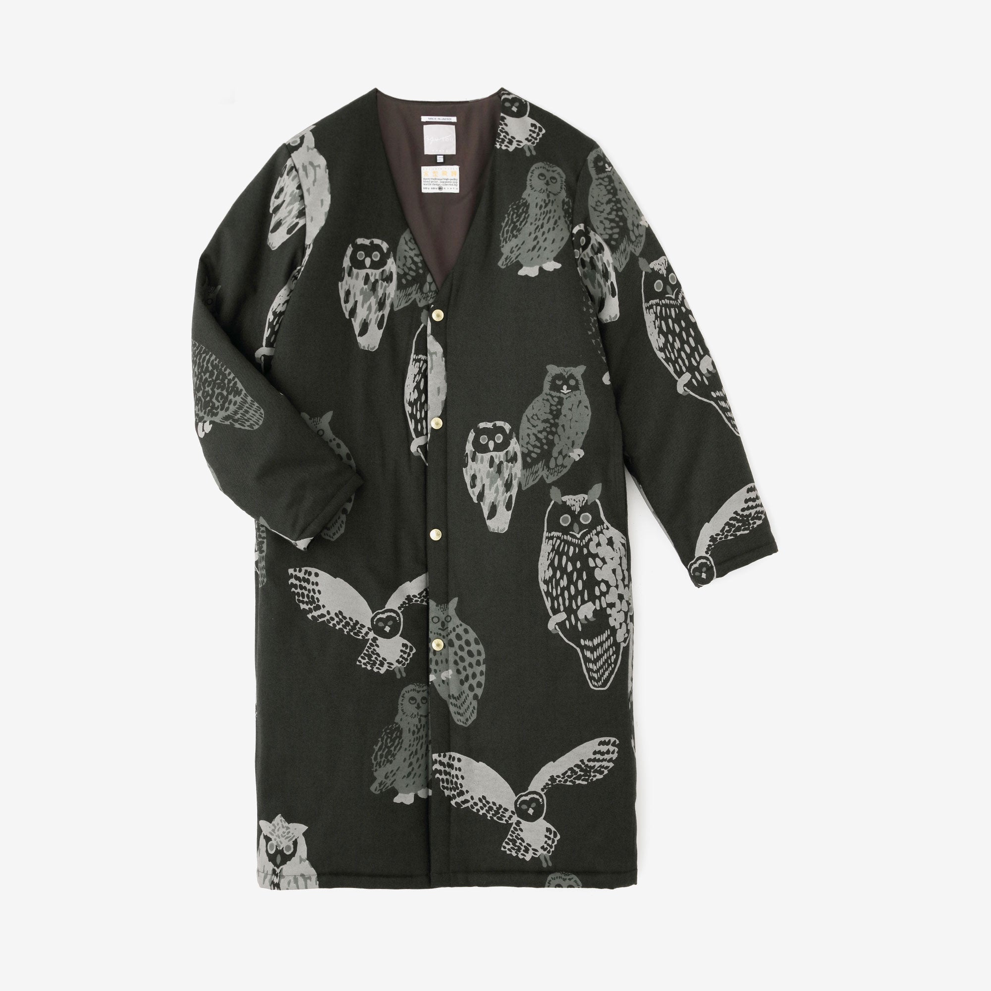 【Pre-order】Stretch Flannel Collarless Padded Coat／Owl Dark Brown（※Scheduled to be shipped around Dec 9）