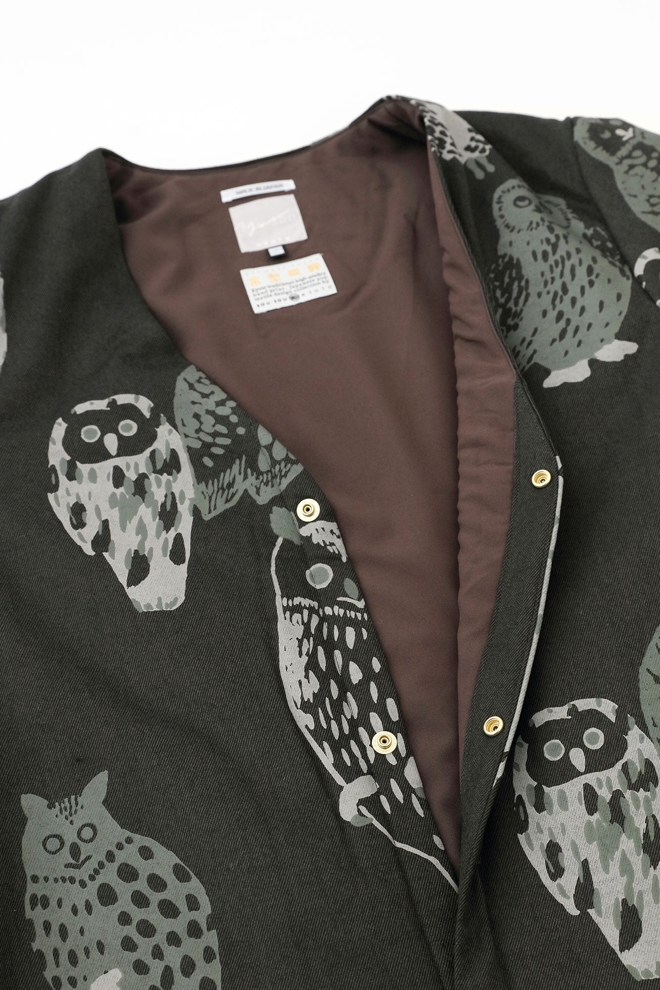 【Pre-order】Stretch Flannel Collarless Padded Coat／Owl Dark Brown（※Scheduled to be shipped around Dec 9）