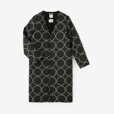 【Pre-order】Stretch Flannel Collarless Padded Coat／Circles Ink Black（※Scheduled to be shipped around Dec 9）