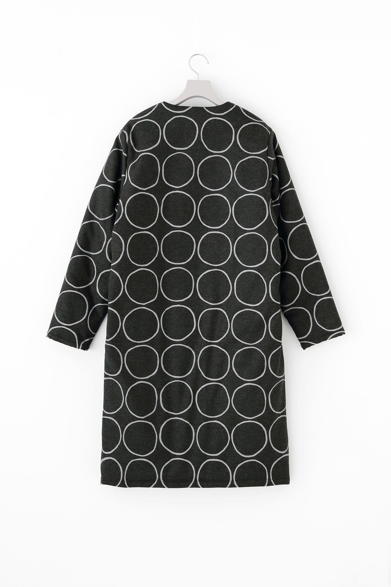 【預購】彈性法蘭絨 無領 襯墊外套／排圈圈 墨黑色（※預計於12月9日左右發貨）