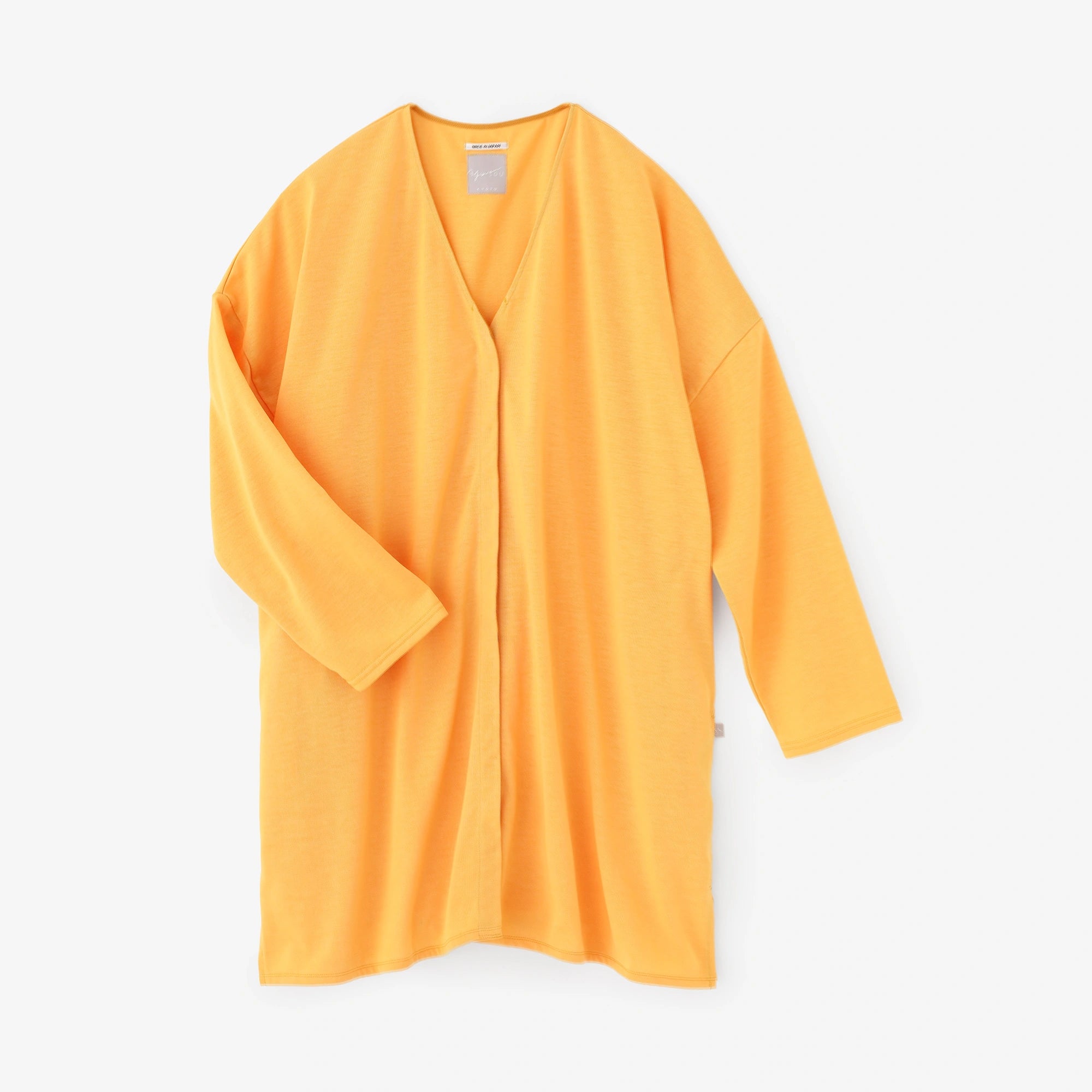 [Expédition prévue vers le 17 mars] Manteau tunique léger à col en V en jersey à fils parallèles/jaune