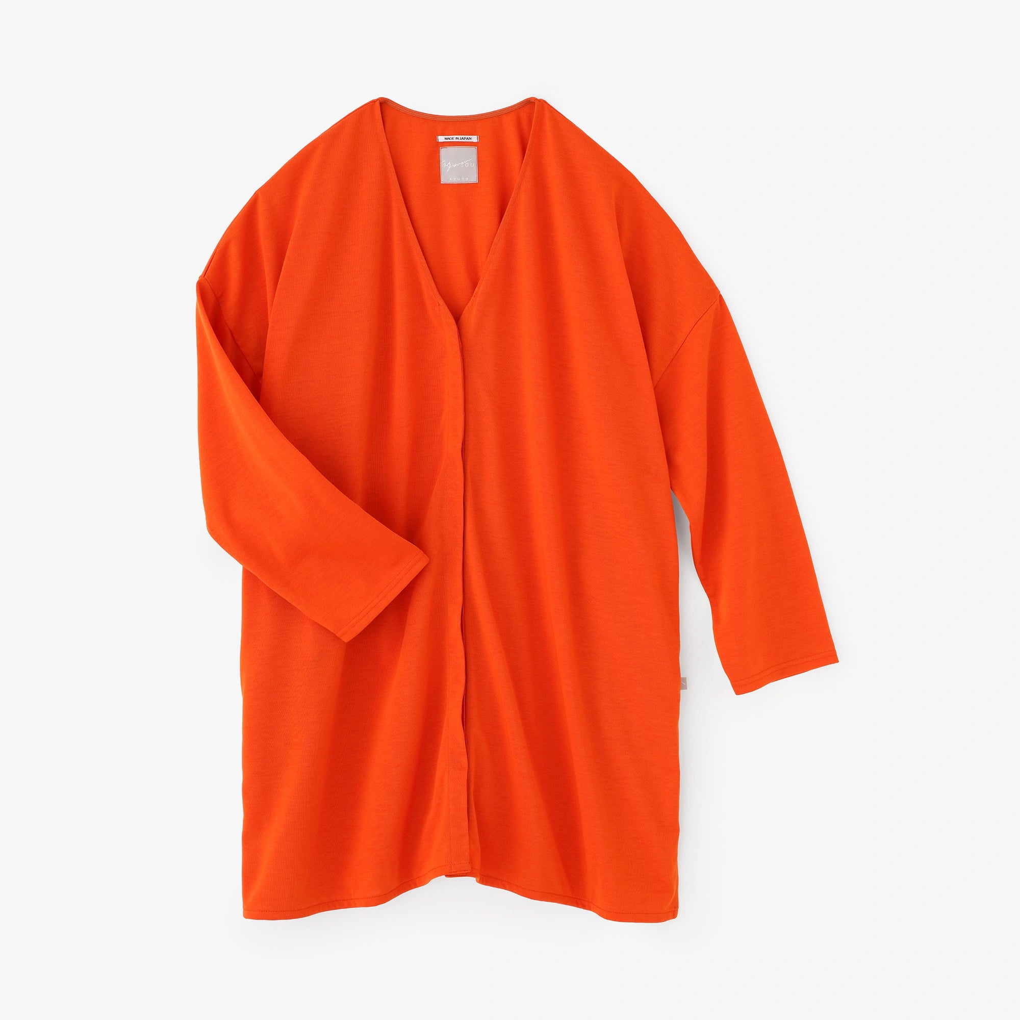 [Expédition prévue vers le 17 mars] Manteau tunique léger à col en V en jersey de fils parallèles/orange chromé