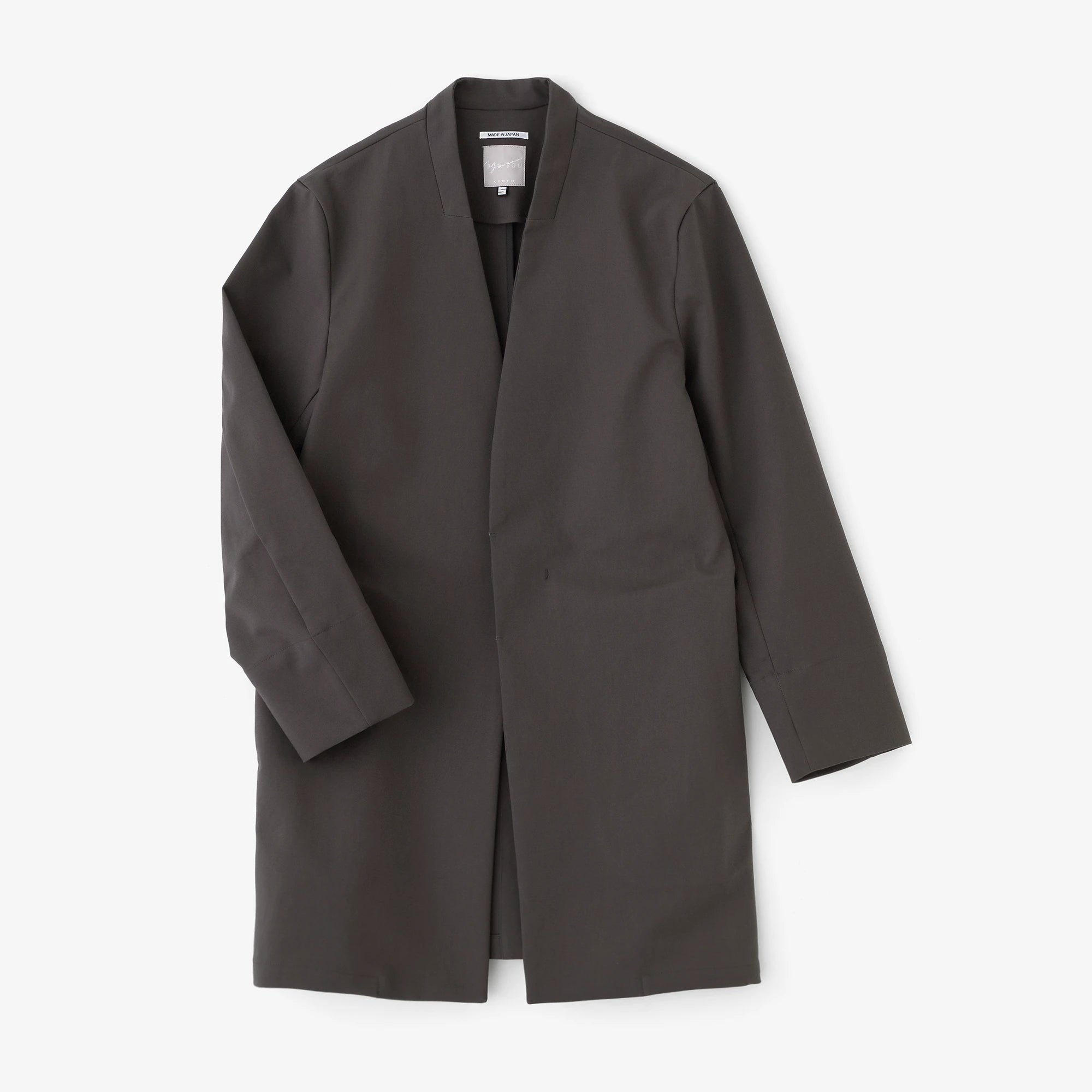 【3月17日頃発送予定】ダブルクロスストレッチ ノーカラージャケット／ダークグレー