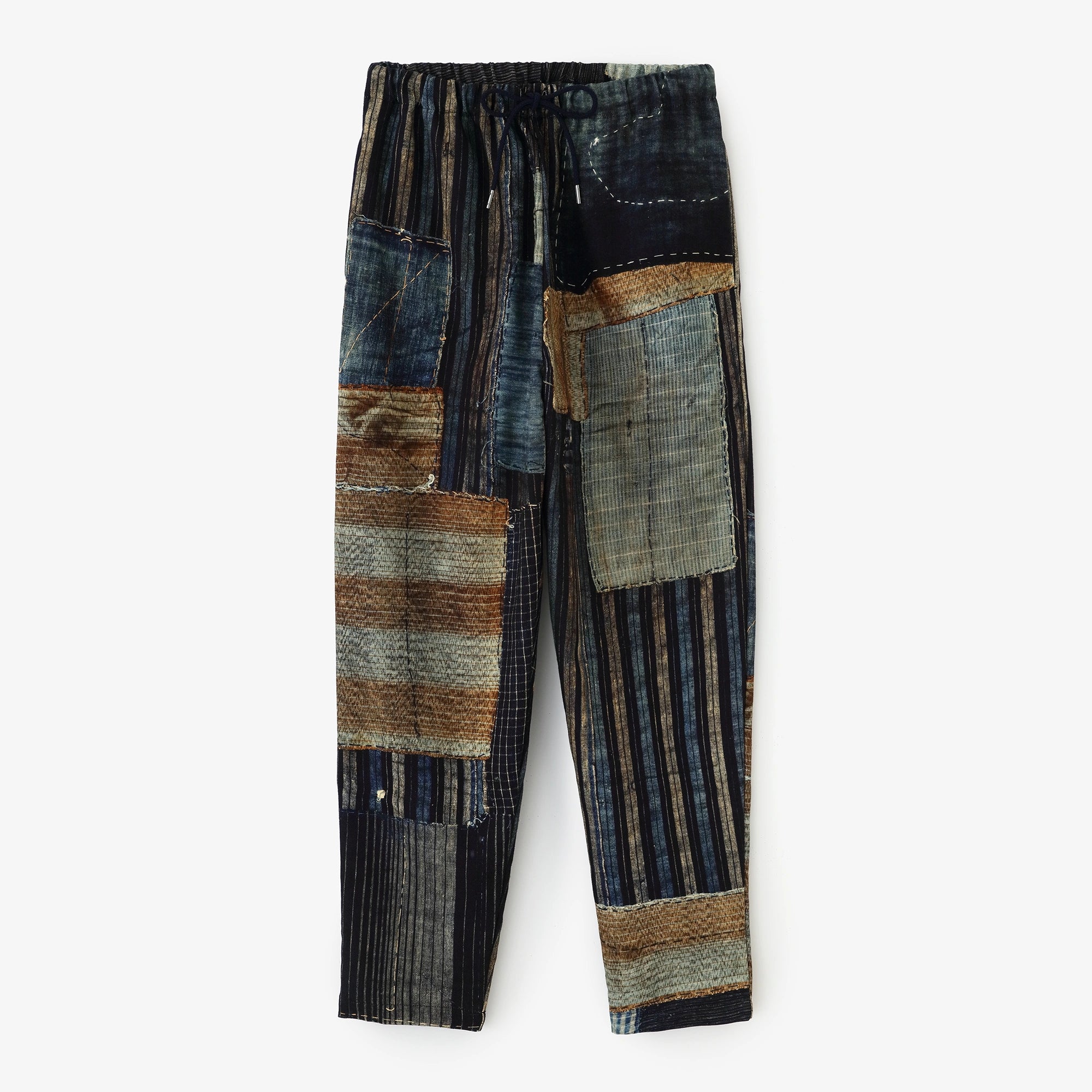 [Expédition prévue vers le 17 mars] Pantalon fuselé facile en sergé de coton et de lin/BORO II IJ