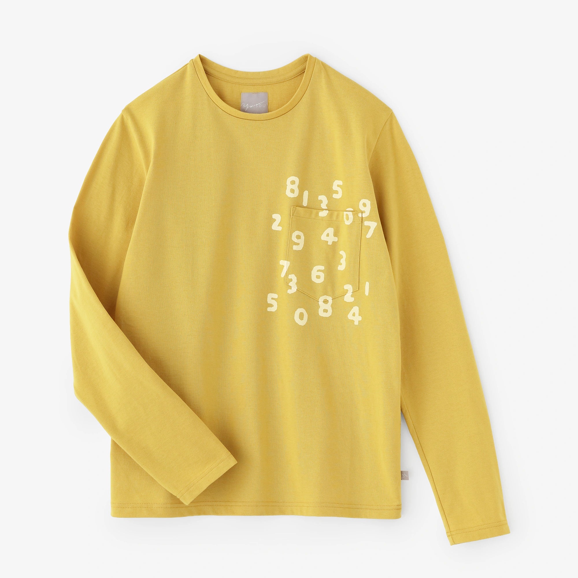 【3月17日頃発送予定】プレーティング天竺 長袖ポケットTシャツ／イエロー