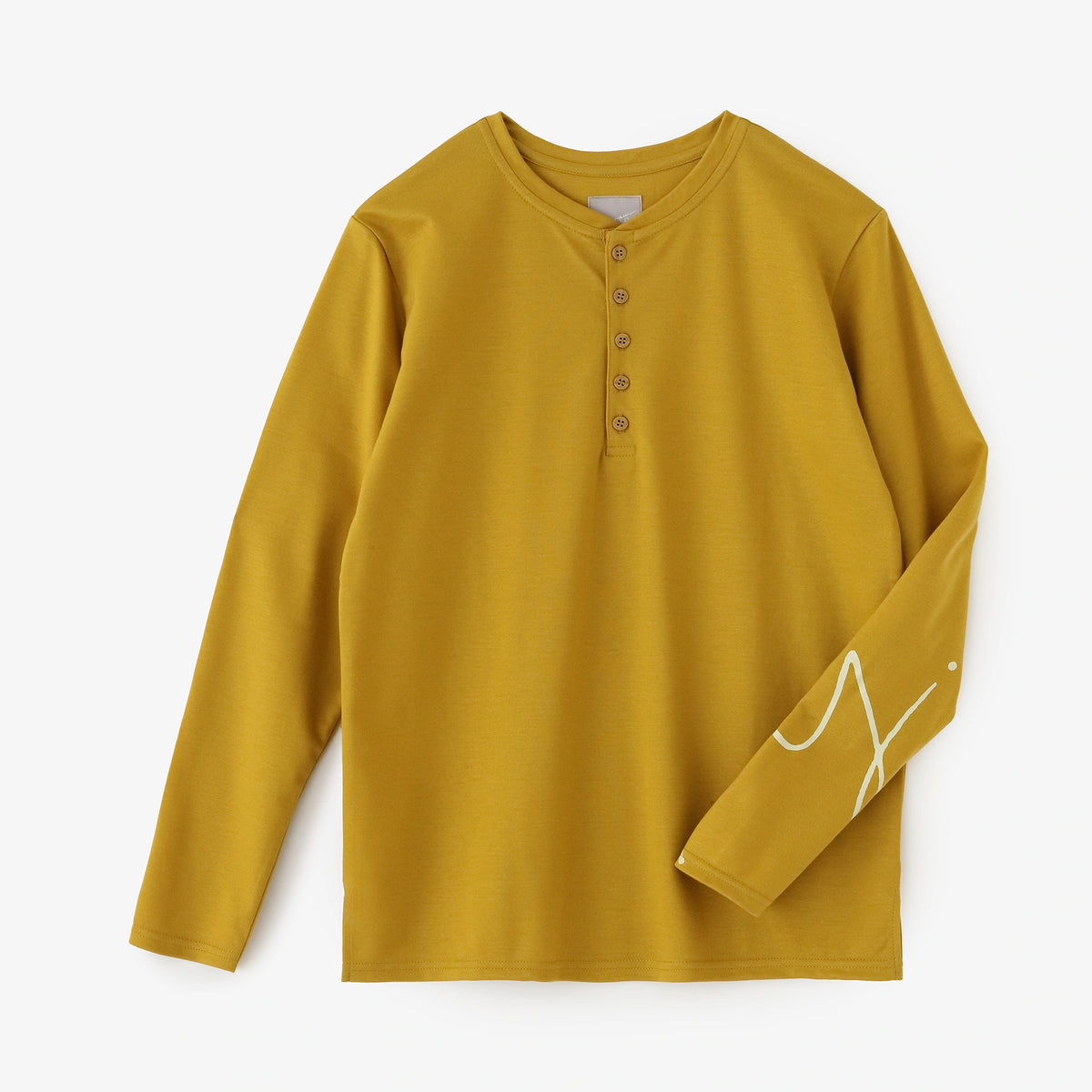 SATUR 希少モデル ヘンリーネック 長袖 LL 韓国限定 スムース編 ヘンリーネック 長袖Tシャツ／クロムイエロー