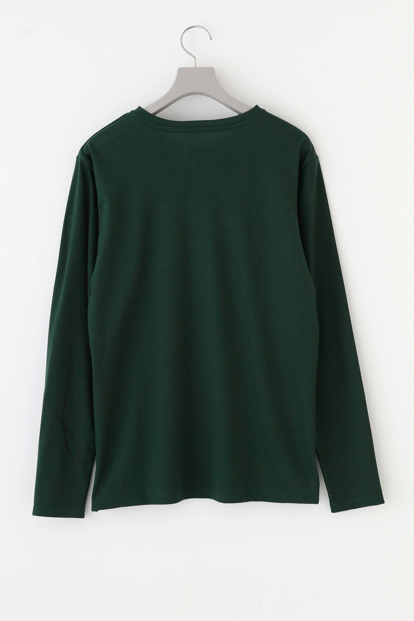 T-shirt à manches longues et col Henley lisse/Evergreen