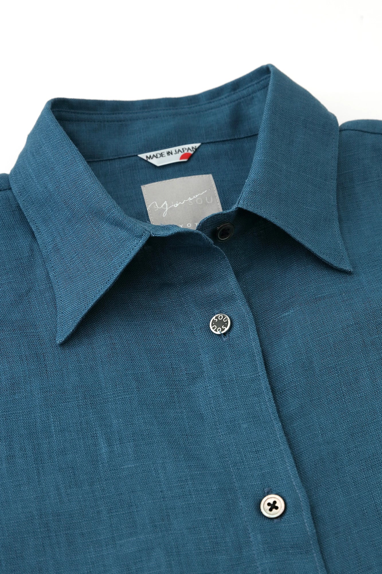 Linen Gran L. Tunic Short Sleeve Shirt／Teal Blue
