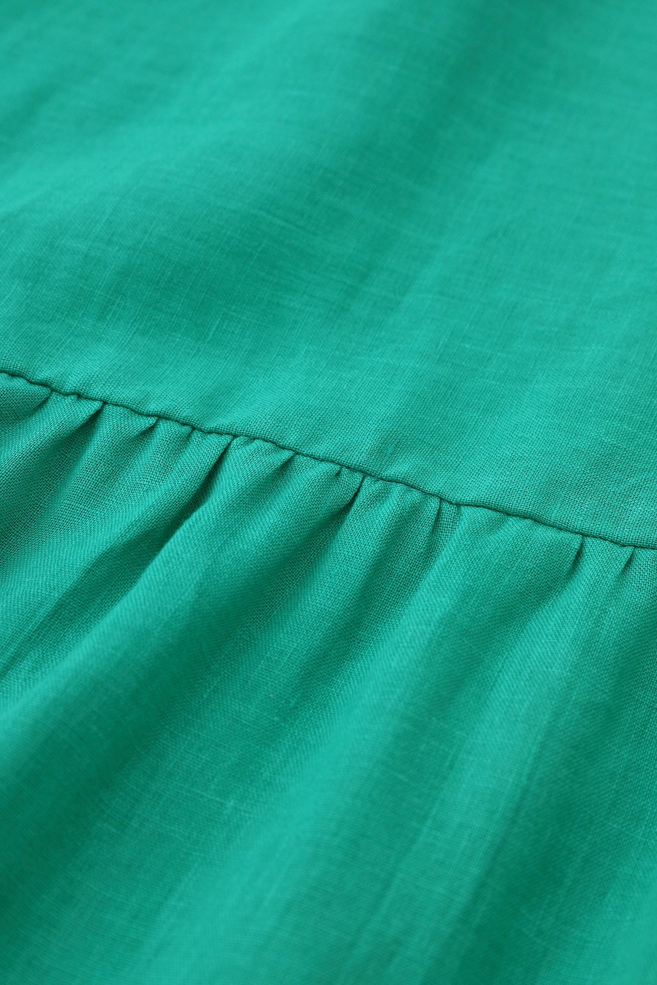 Linen Wrinkle Blouse／Emerald Green