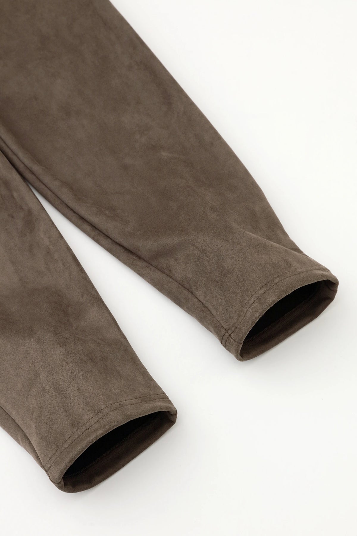 Faux NubuckJersey Easy Tapered Pants／Greyish Brown 