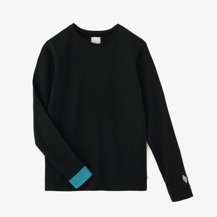 【10月下旬発送予定】40双 ミニ裏毛 バイカラー長袖Tシャツ／ブラック