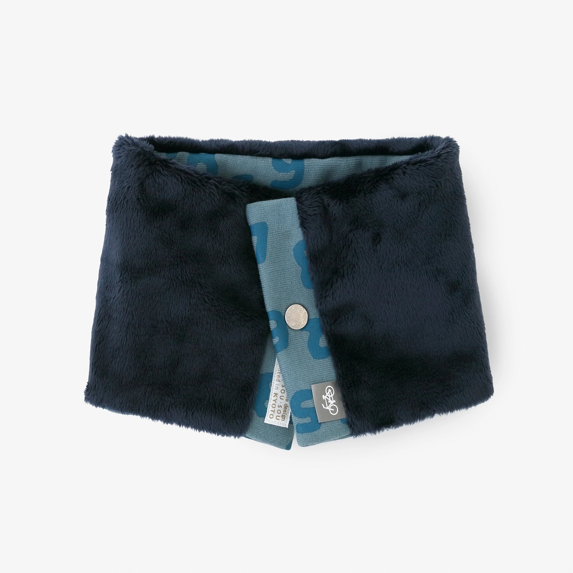 ●リバーシブル BIKEネックウォーマーKIDS／そすうこん しょうか あおみどりいろ