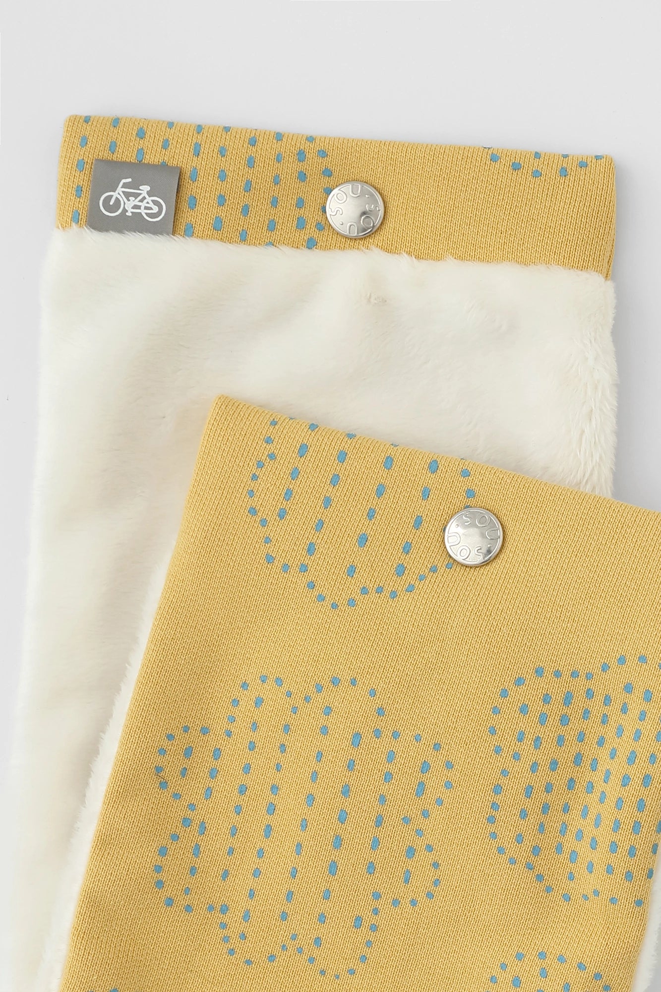 ●リバーシブル BIKEネックウォーマーKIDS／あおばな うすきいろ