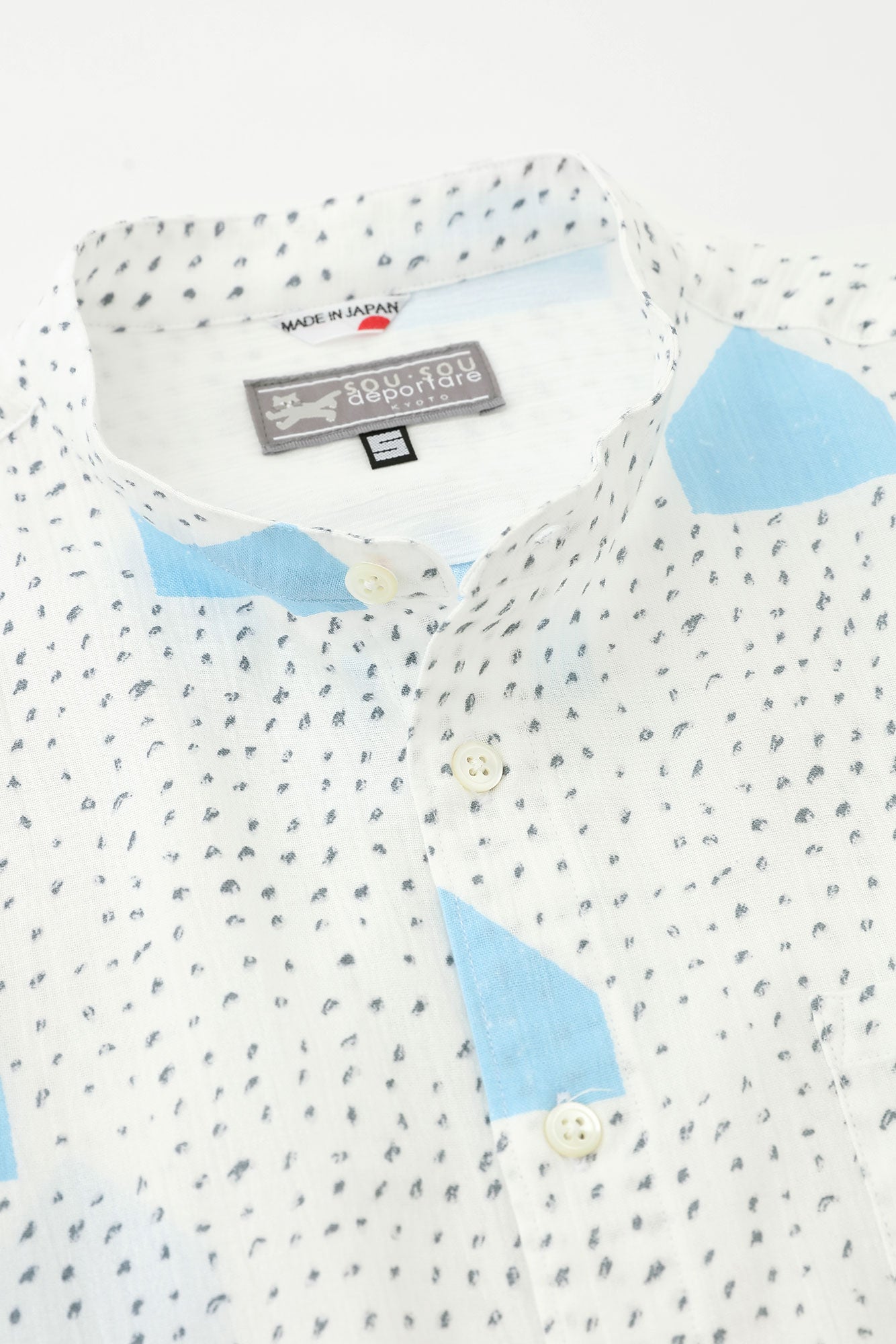 Chizimi Cotton 20/20 Stand Collar Shirt／Morning in Winter