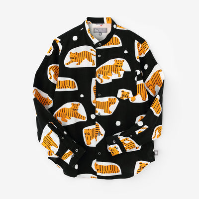 高島縮 20/20 スタンドカラーシャツ／寅（とら）